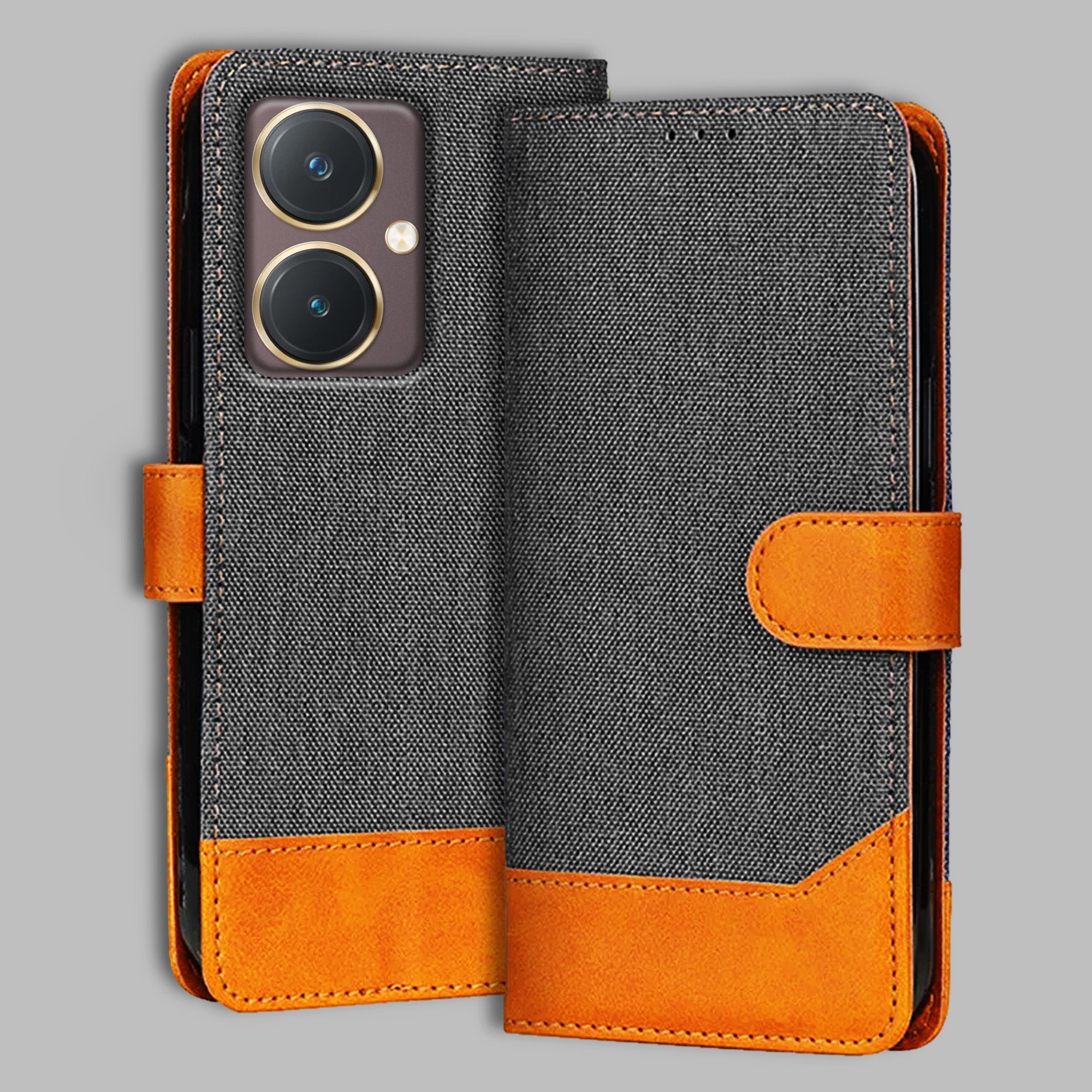 Accesorios Vivo Y27 denim flip cover – Grey – Image 1 #color_