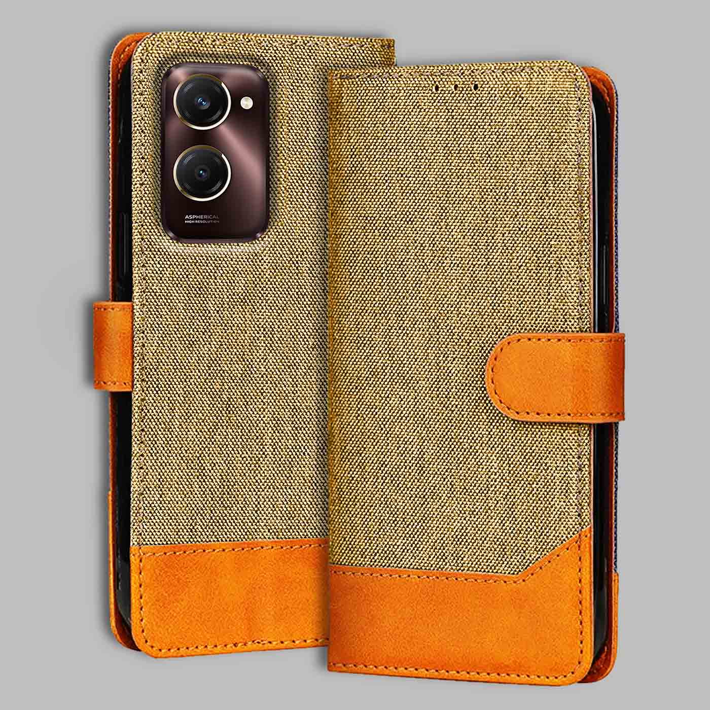 Accesorios Vivo Y28S denim flip cover – Light Brown – Image 1 #color_light b