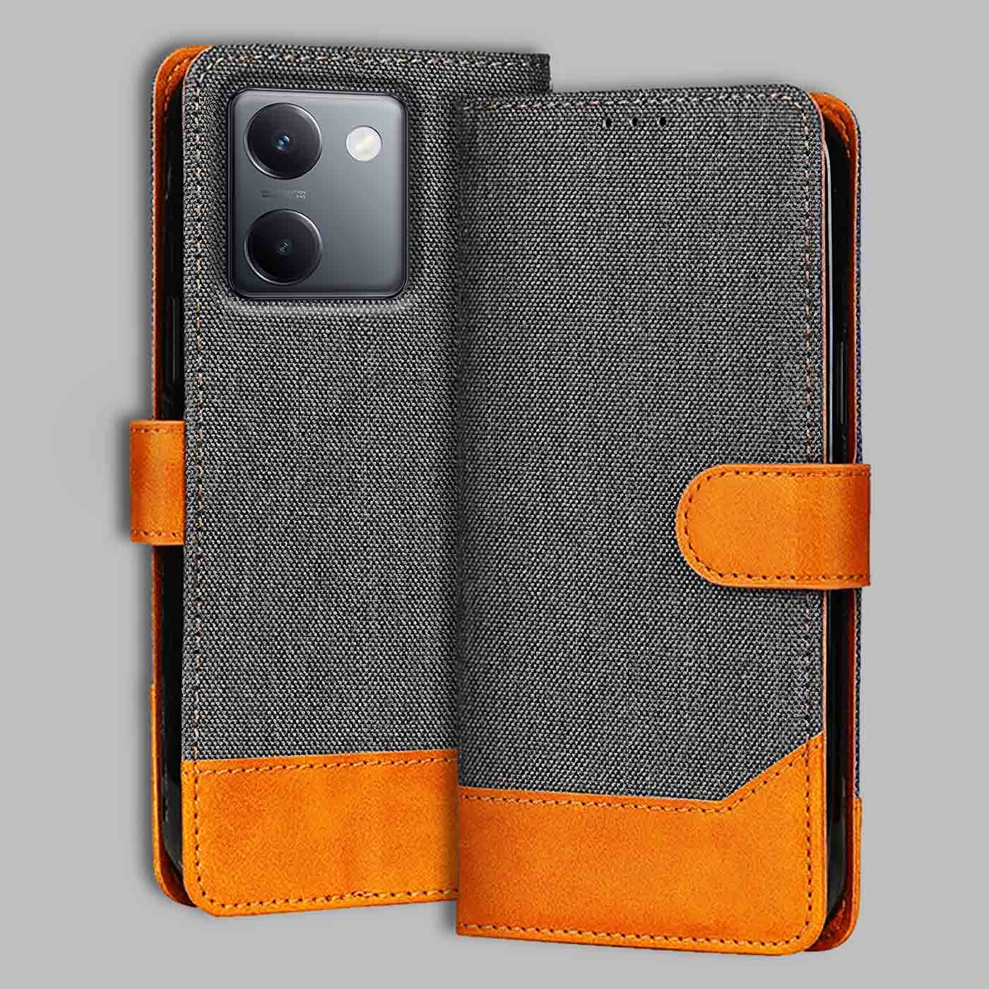 Accesorios Vivo Y300 Plus 5G denim flip cover – Grey – Image 1 #color_