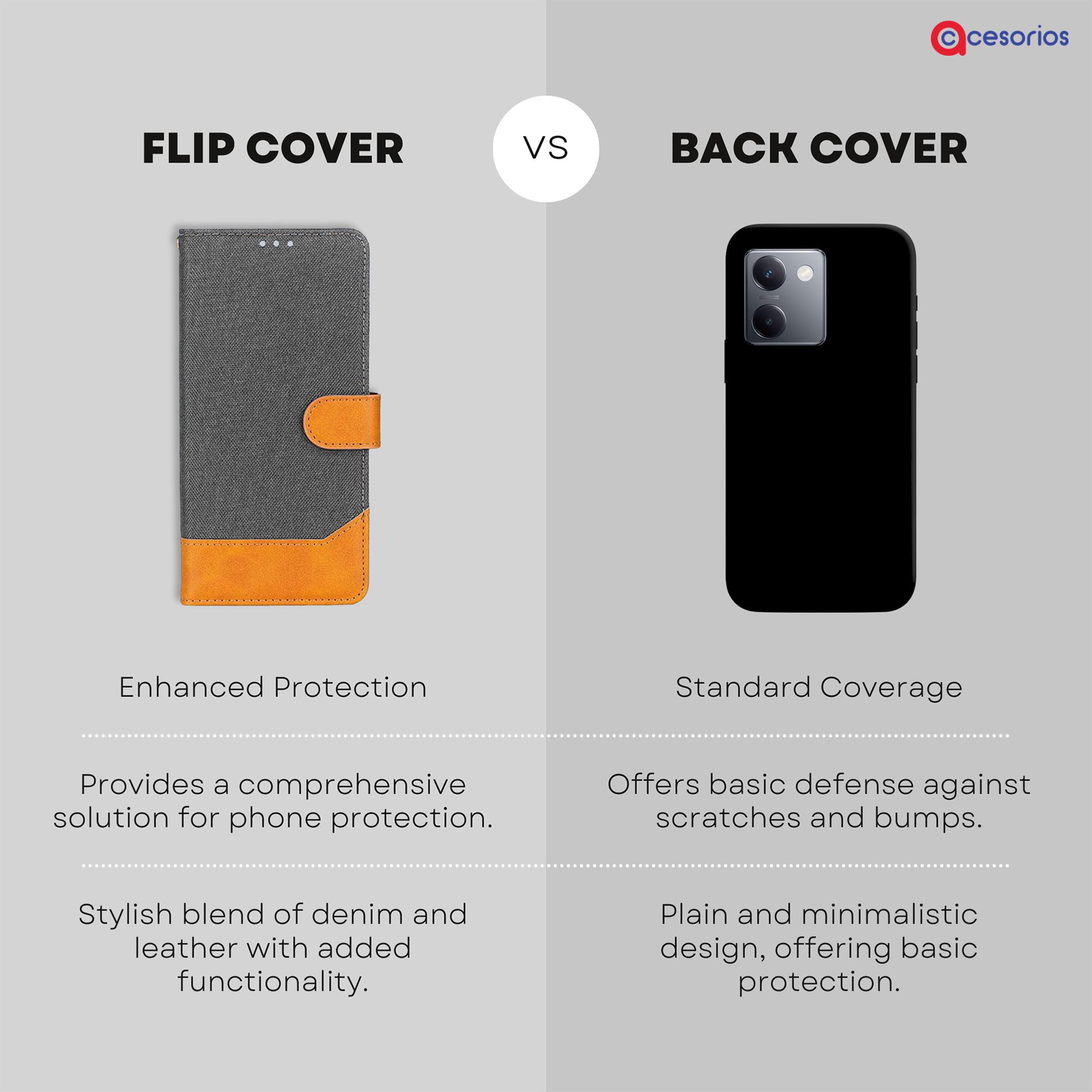 Accesorios Vivo Y300 Plus 5G denim flip cover – Grey – Image 8 #color_grey