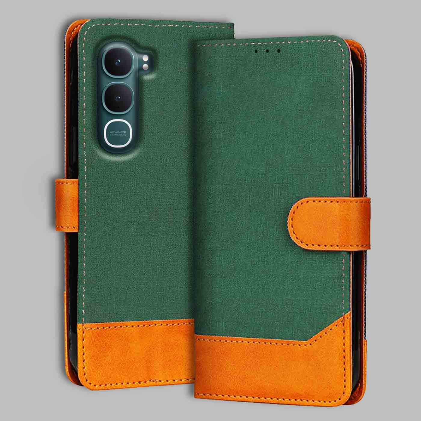 Accesorios Vivo Y31 5G denim flip cover – Green – Image 1 #color_g