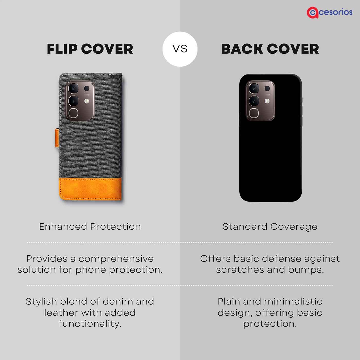 Accesorios Vivo Y31 Pro 5G denim flip cover – Grey – Image 8 #color_