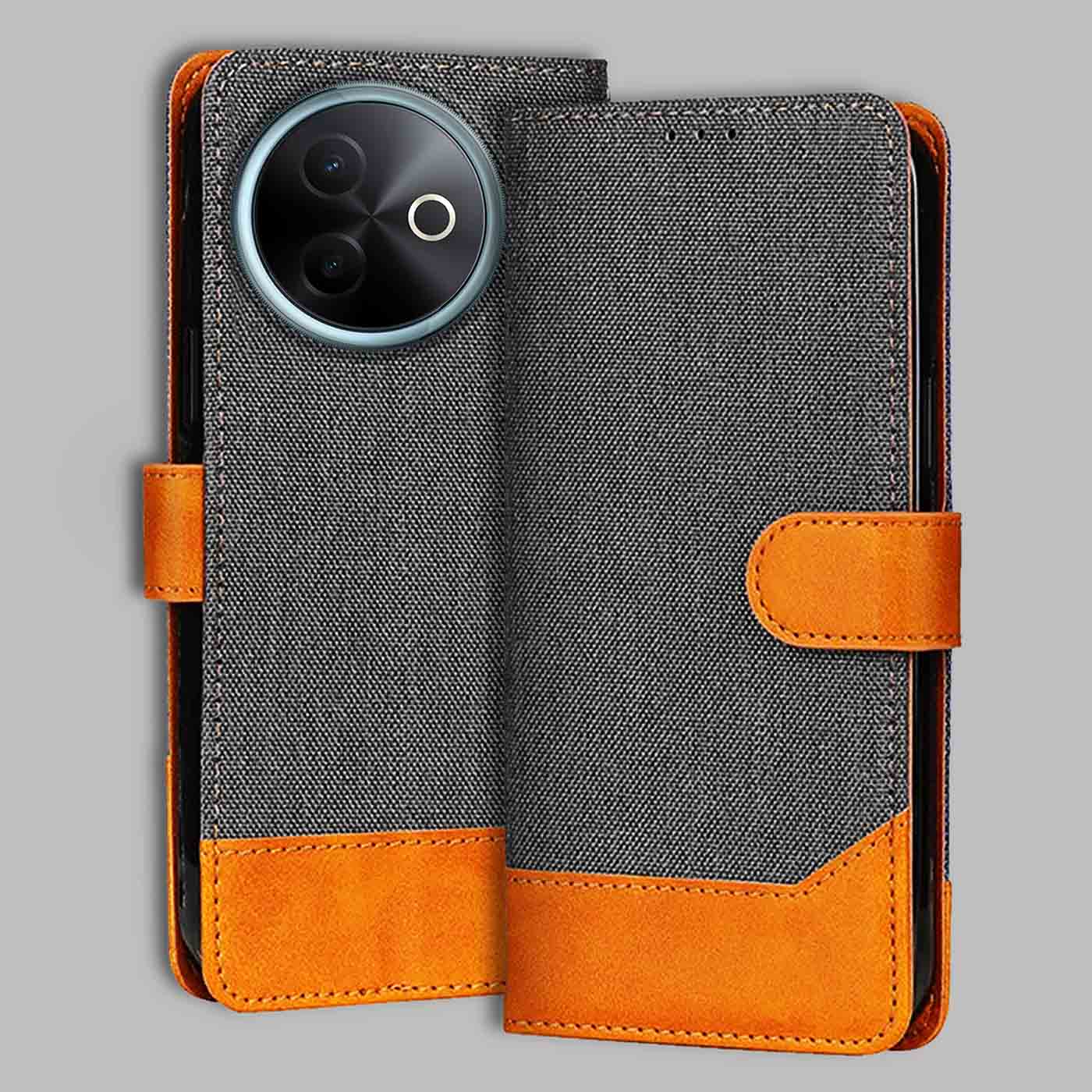 Accesorios Vivo Y39 5G denim flip cover – Grey – Image 1 #color_