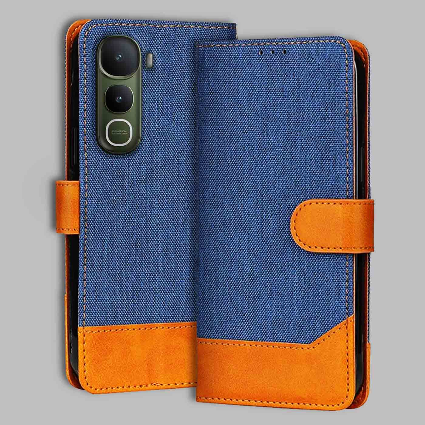 Accesorios Vivo Y400 5G denim flip cover – Blue – Image 1 #color_