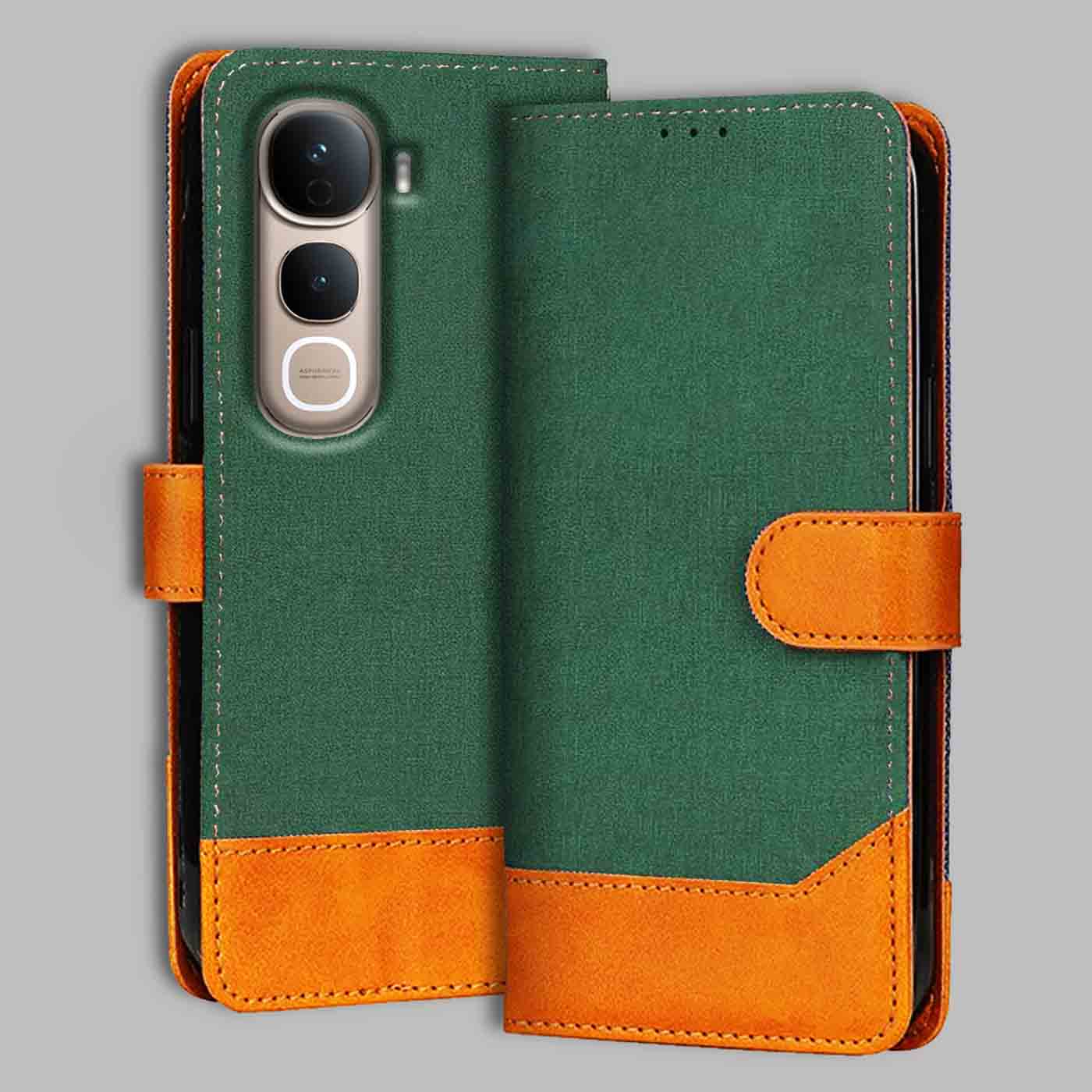 Accesorios Vivo Y400 Pro 5G denim flip cover – Green – Image 1 #color_g