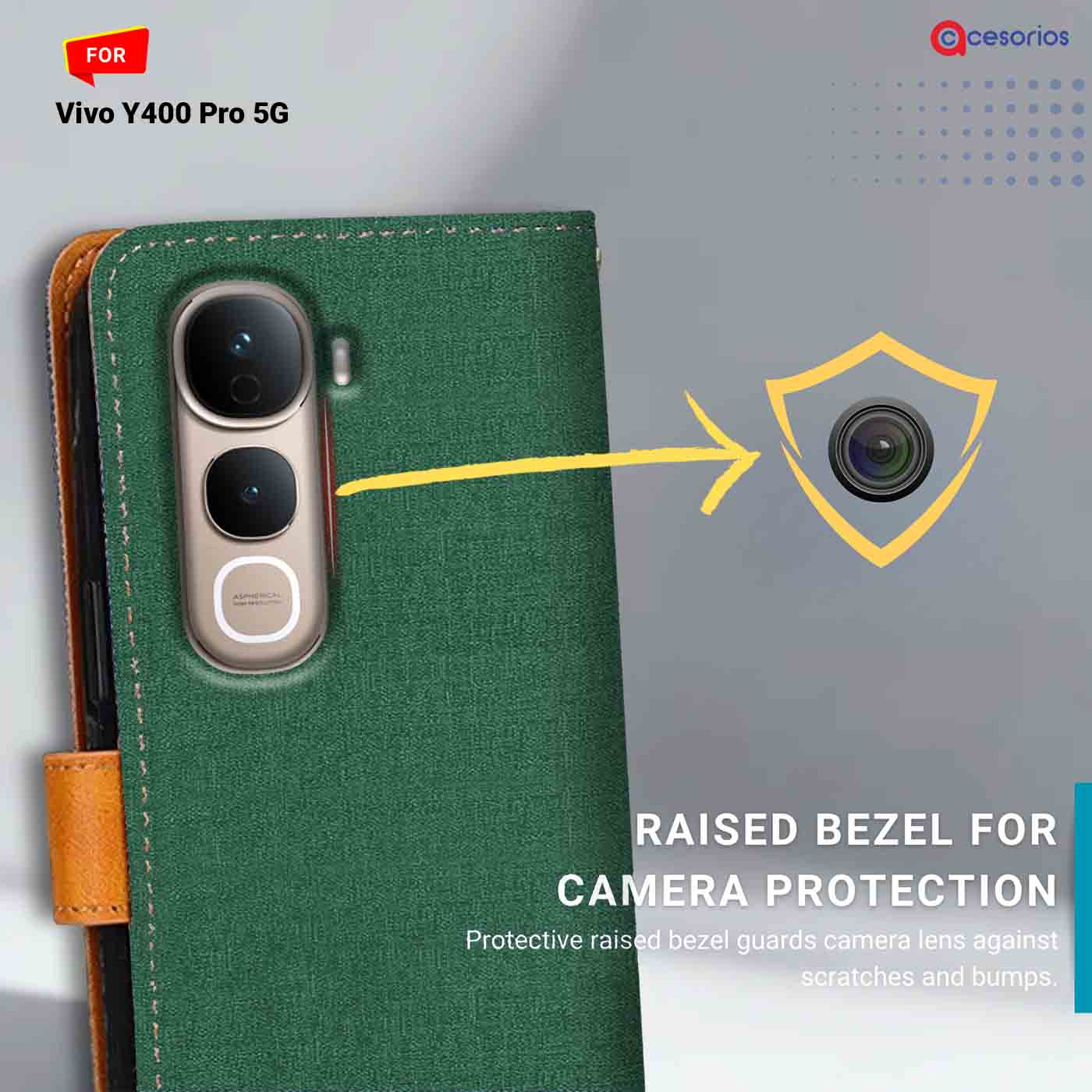 Canvas & Suede back panel — Vivo Y400 Pro 5G in Green mobile case