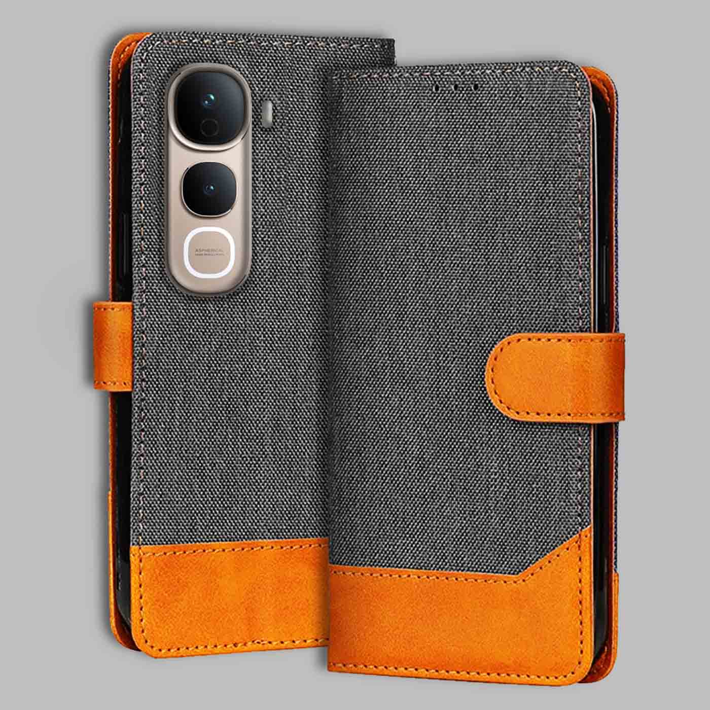 Accesorios Vivo Y400 Pro 5G denim flip cover – Grey – Image 1 #color_