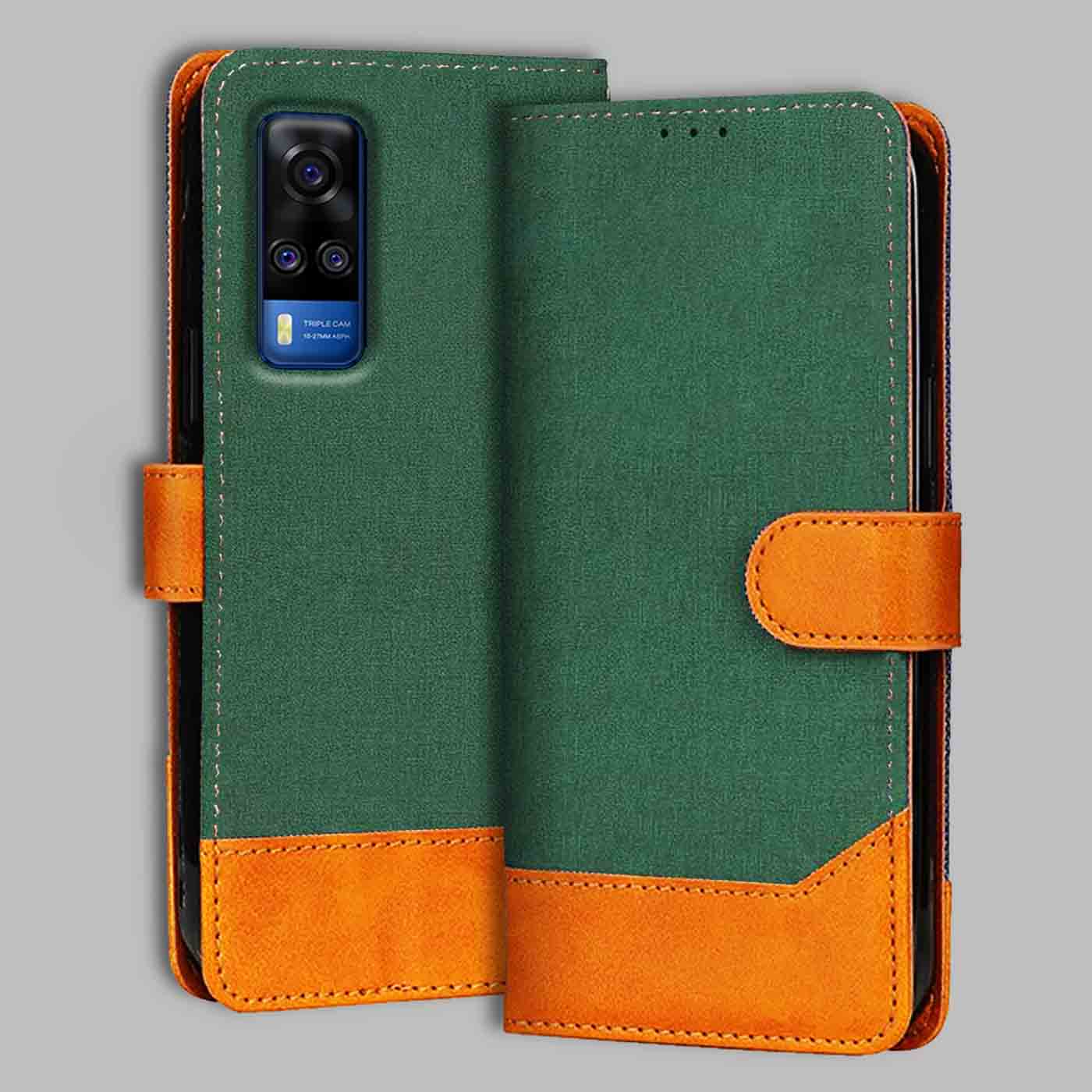 Accesorios Vivo Y51 2020 denim flip cover – Green – Image 1 #color_g