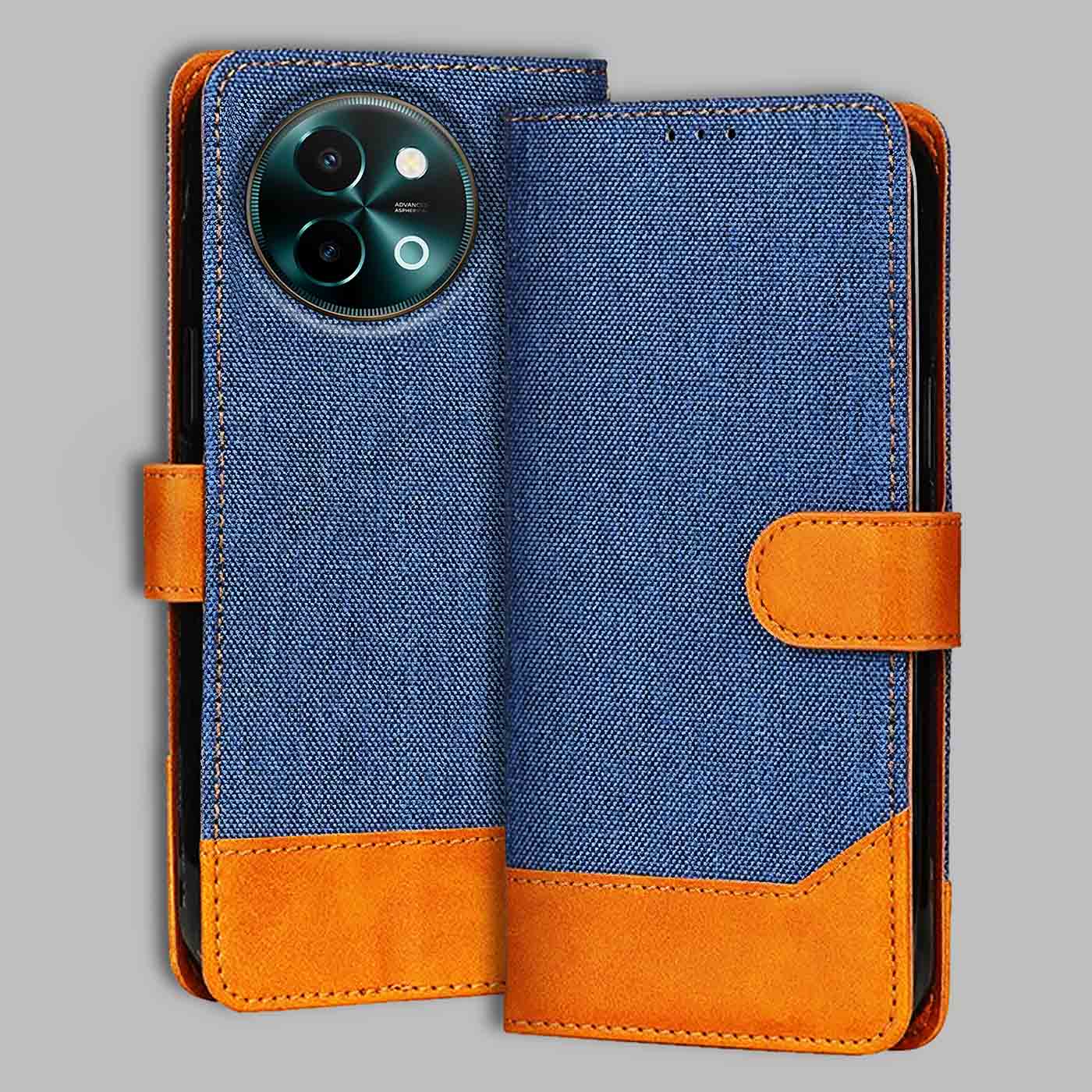 Accesorios Vivo Y58 5G denim flip cover – Blue – Image 1 #color_