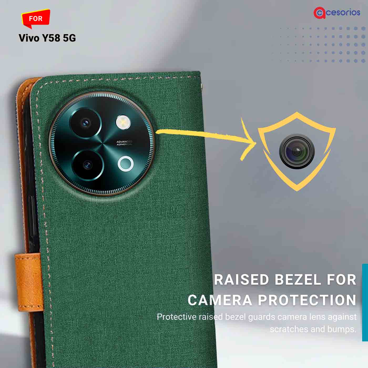 Canvas & Suede back panel — Vivo Y58 5G in Green mobile case