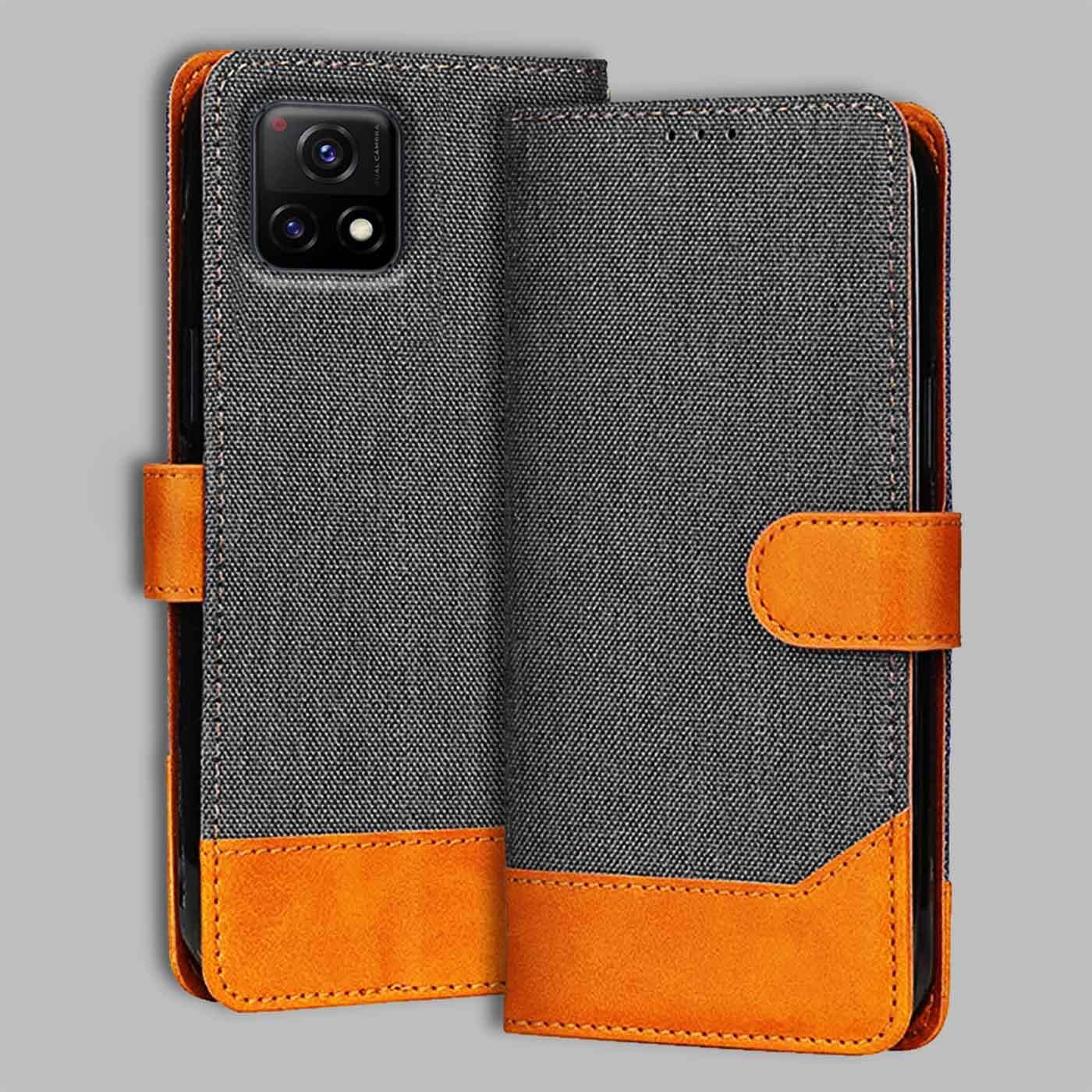 Accesorios Vivo Y72 5G denim flip cover – Grey – Image 1 #color_