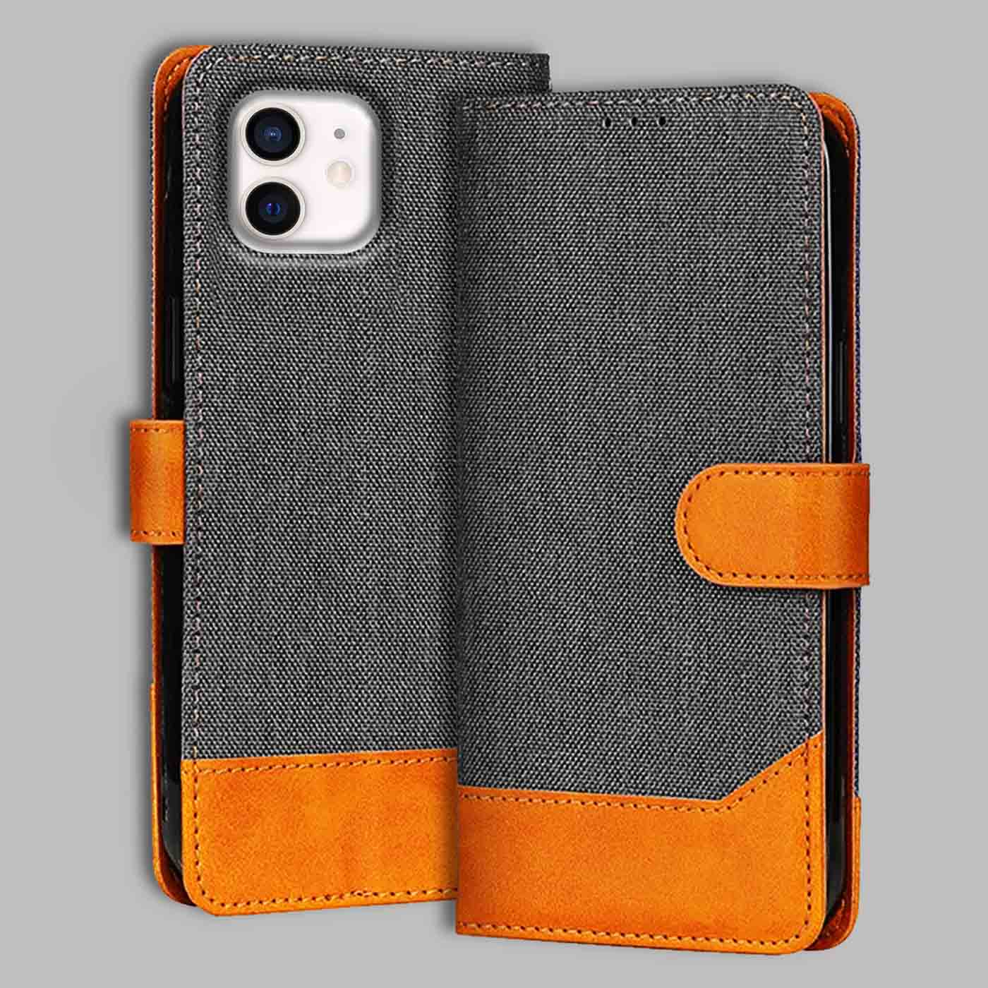 Accesorios iPhone 12 denim flip cover – Grey – Image 1 #color_