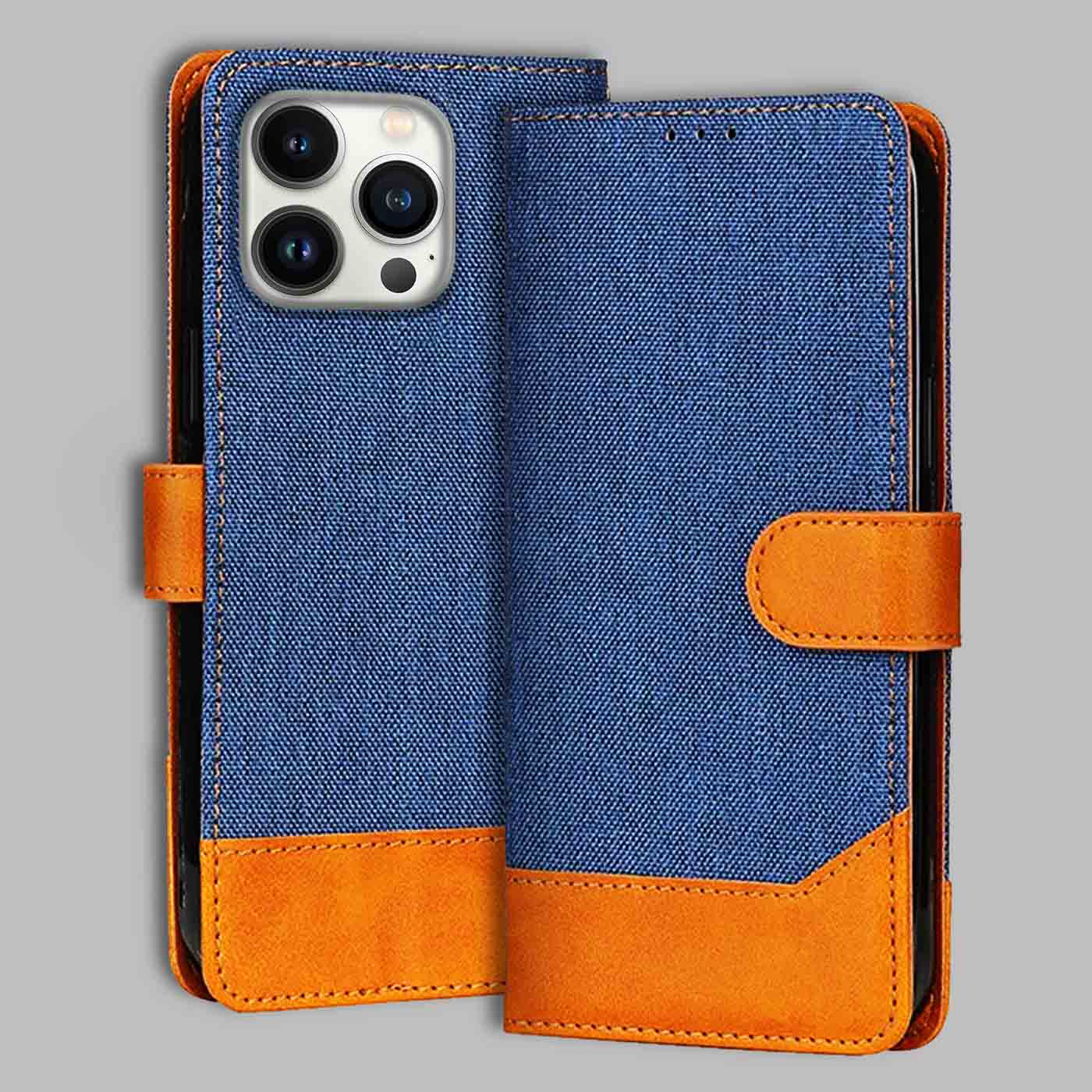 Accesorios iPhone 13 Pro denim flip cover – Blue – Image 1 #color_