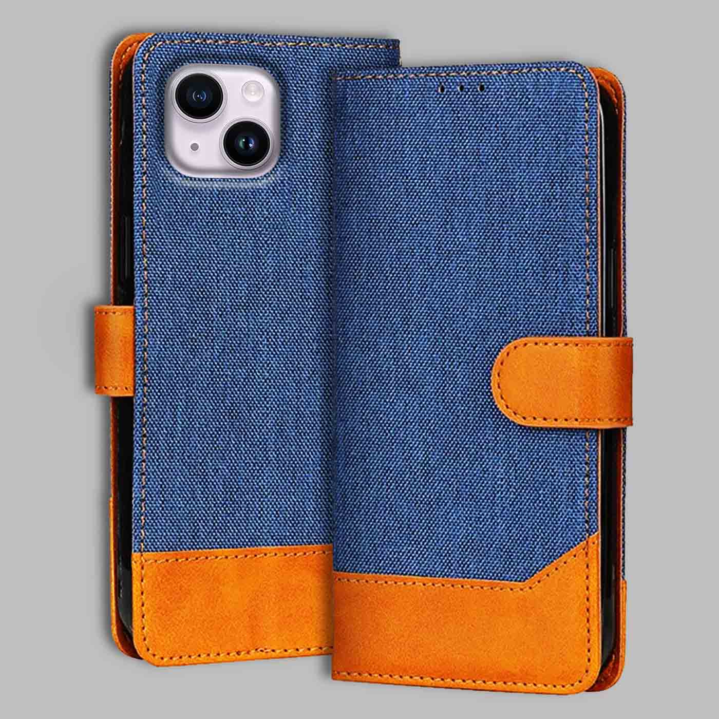 Accesorios iPhone 14 denim flip cover – Blue – Image 1 #color_