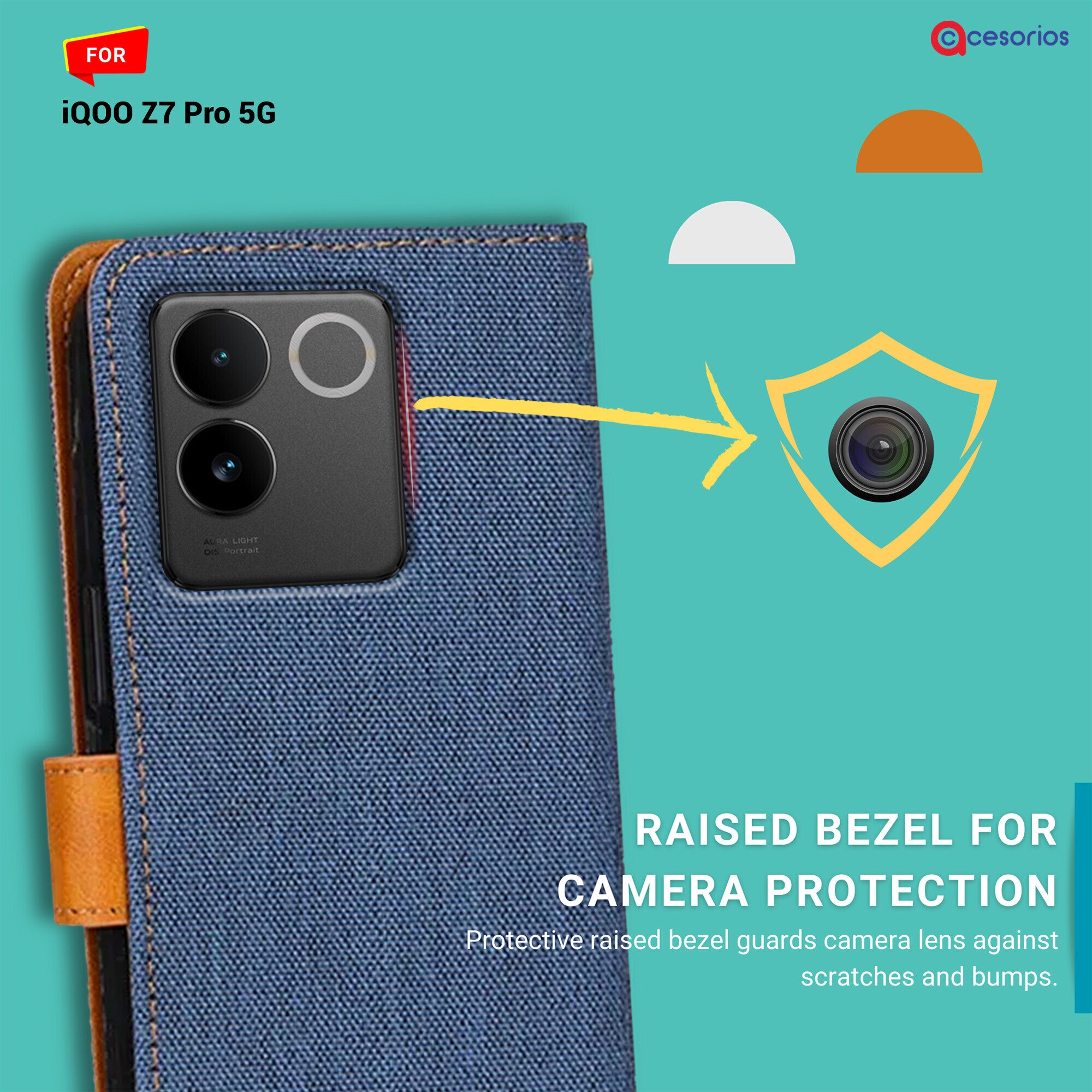 Accesorios Iqoo Z7 Pro 5G denim flip cover – Blue – Image 2 #color_blue