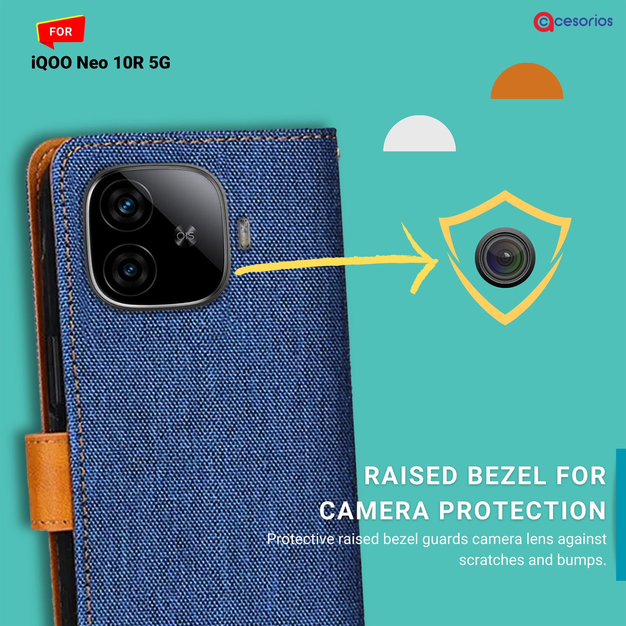 Accesorios Iqoo Neo 10R 5G denim flip cover – Blue – Image 2 #color_blue