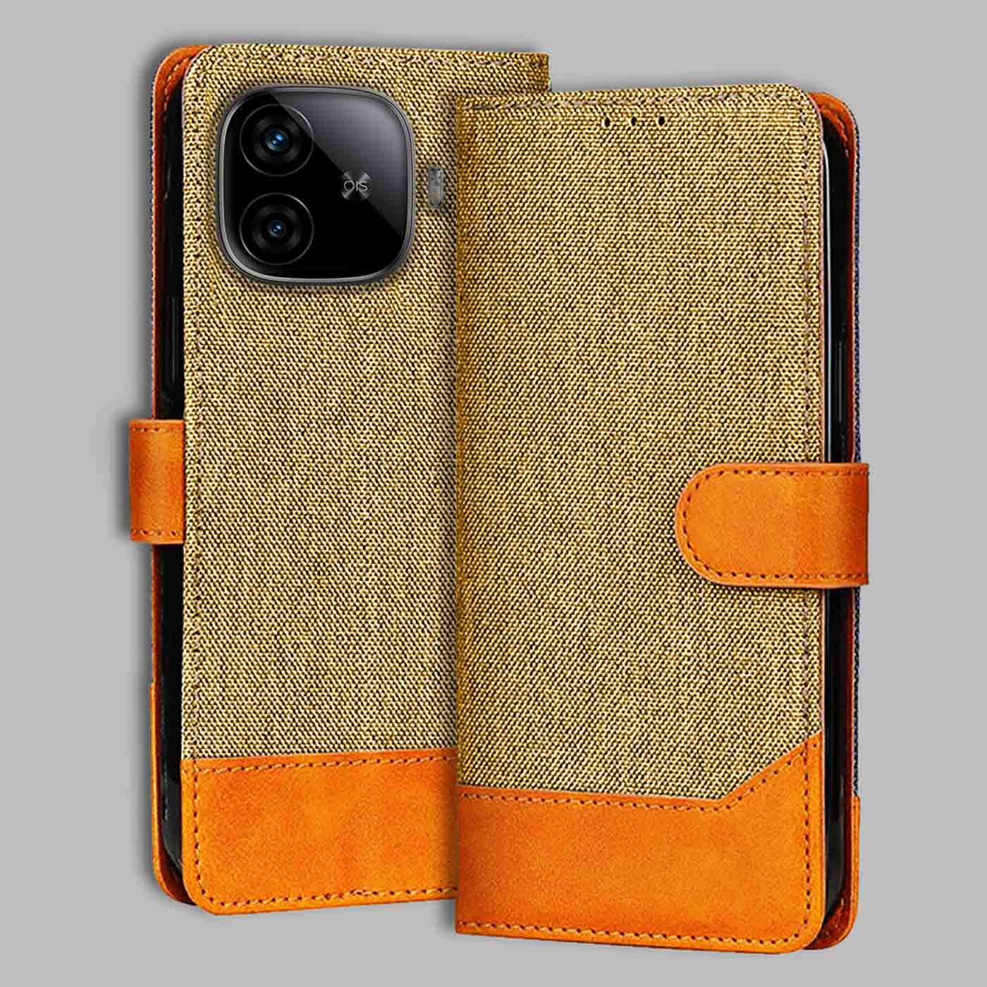 Accesorios Iqoo Neo 10R 5G denim flip cover – Light Brown – Image 1 #color_light b