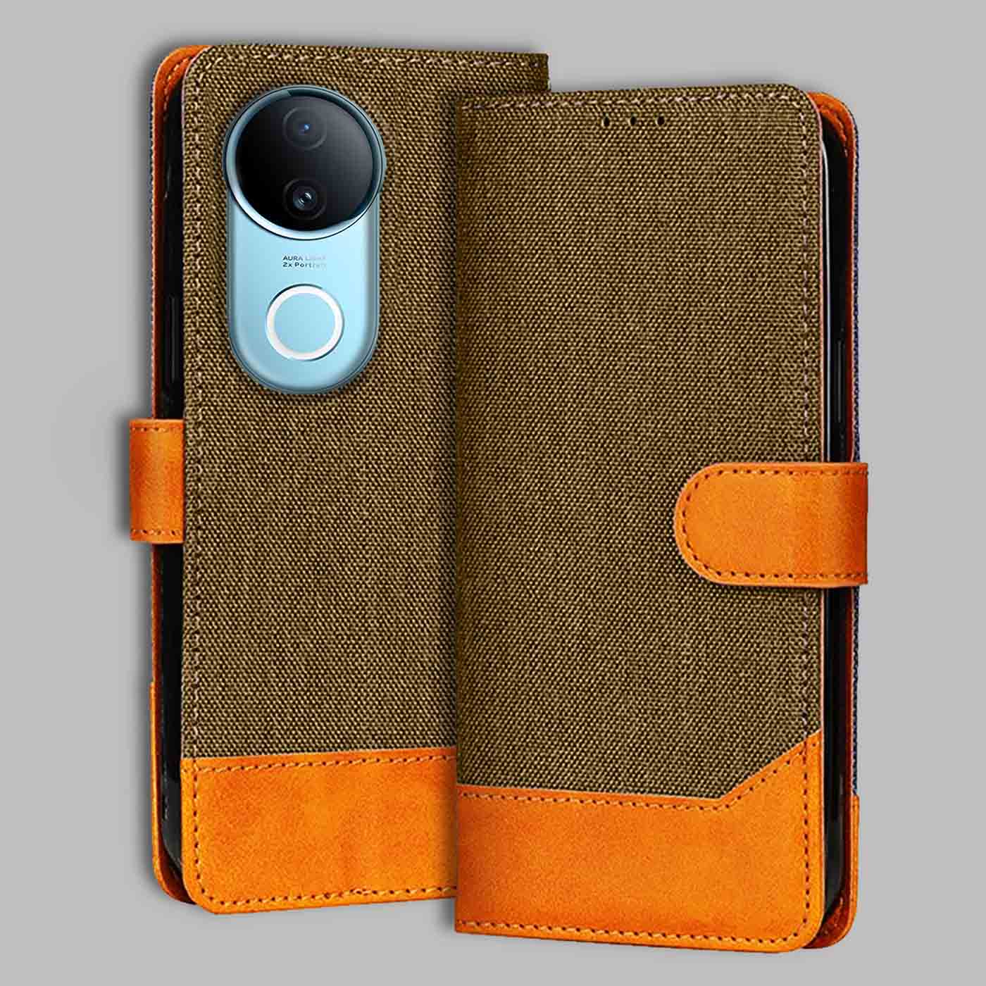 Accesorios Iqoo Z10R 5G denim flip cover – Dark Brown – Image 1 #color_dark b