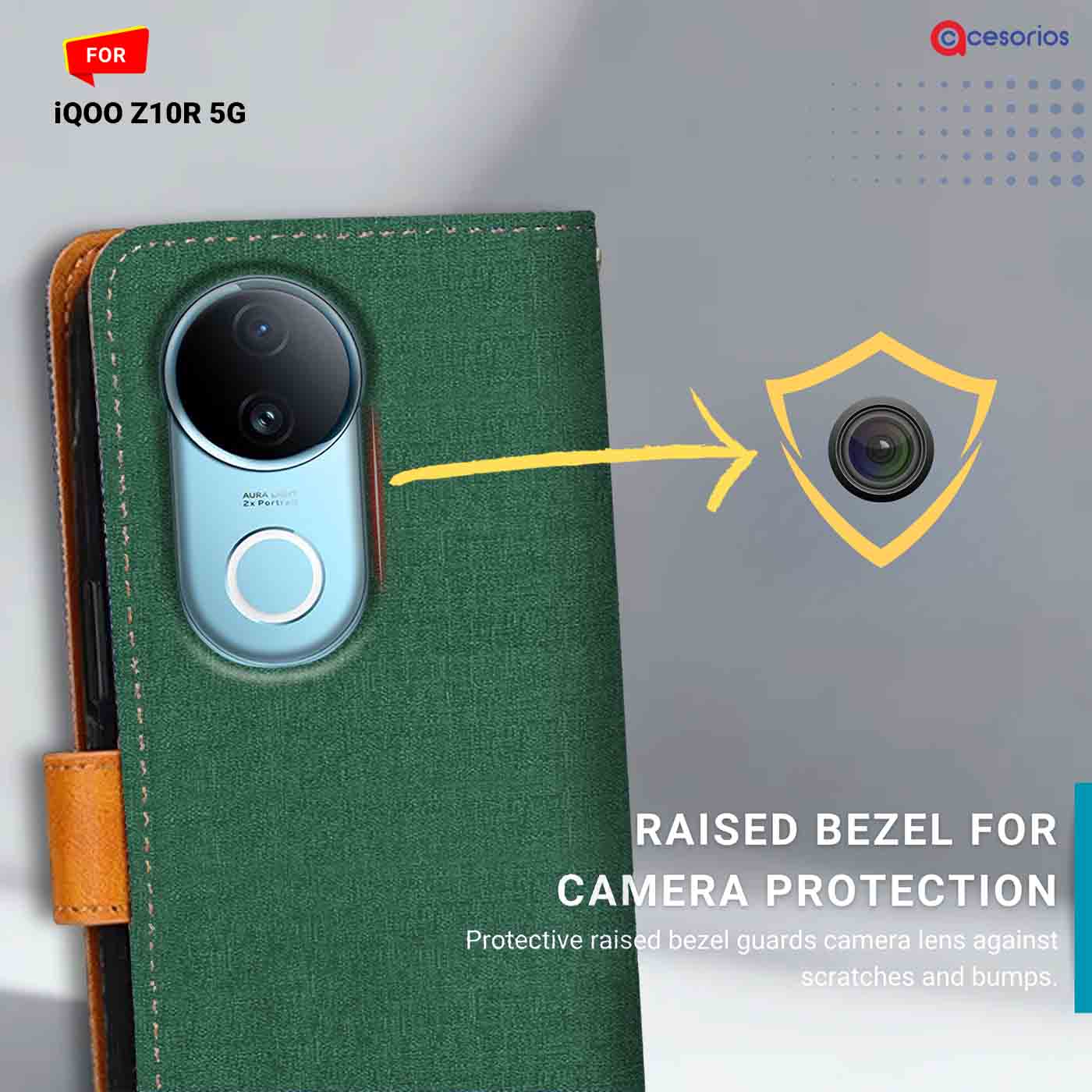 Canvas & Suede back panel — iQOO Z10R 5G in Green mobile case