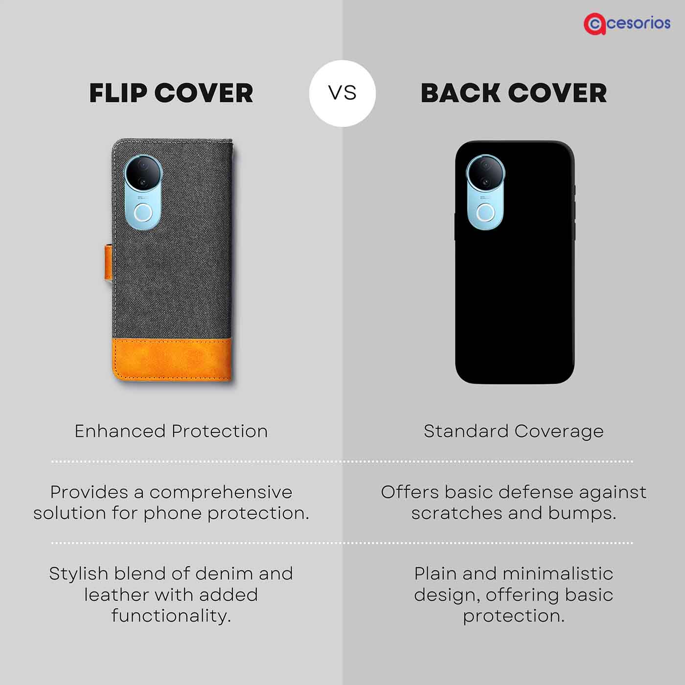 Accesorios Iqoo Z10R 5G denim flip cover – Grey – Image 8 #color_