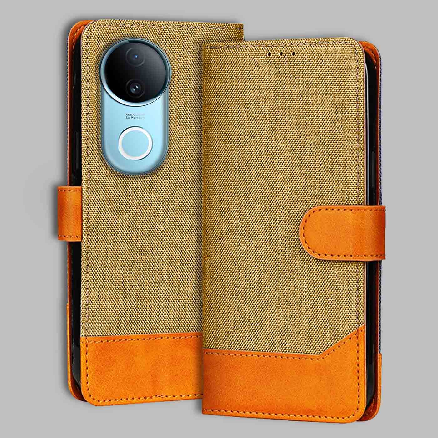 Accesorios Iqoo Z10R 5G denim flip cover – Light Brown – Image 1 #color_light b