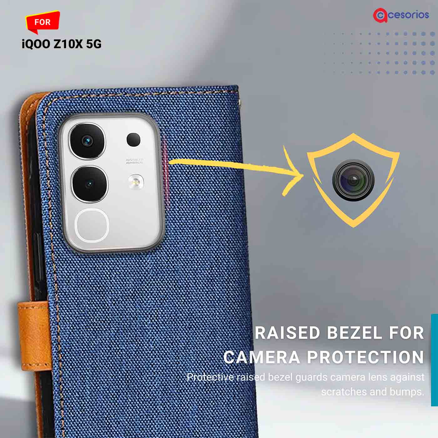 Accesorios Iqoo Z10X 5G denim flip cover – Blue – Image 2 #color_