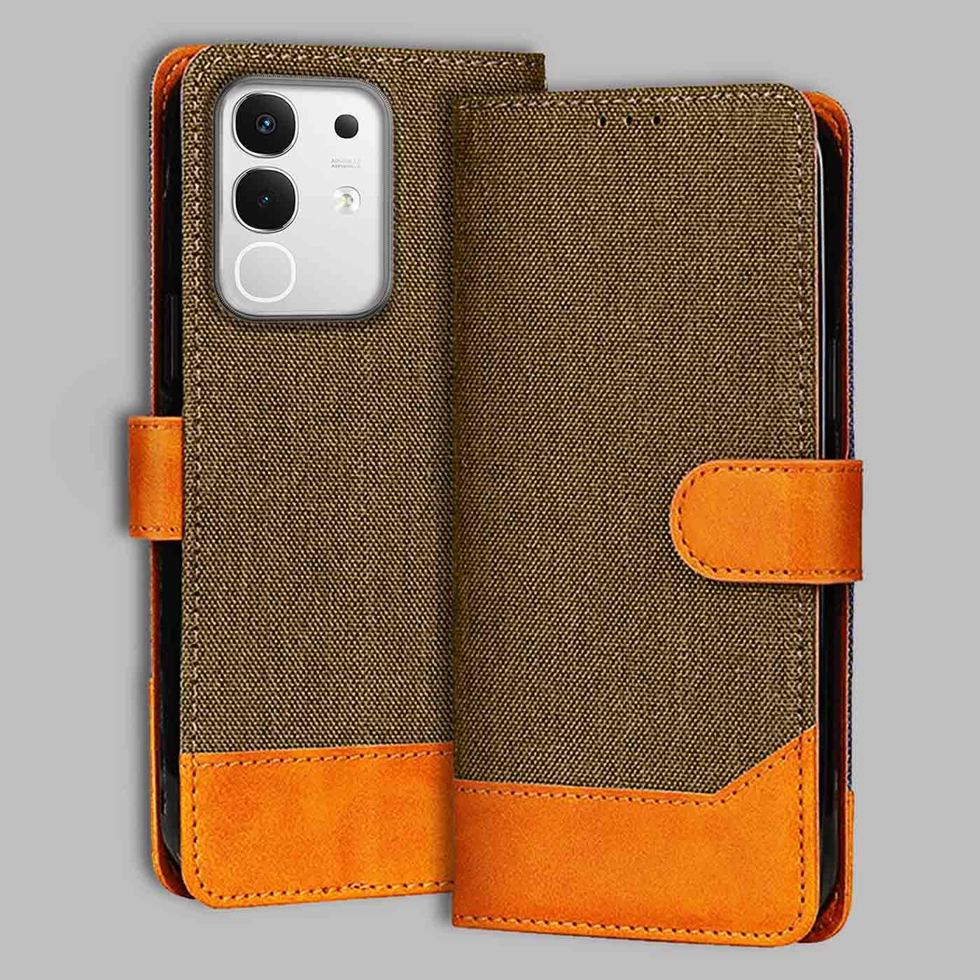Accesorios Iqoo Z10X 5G denim flip cover – Dark Brown – Image 1 #color_dark b