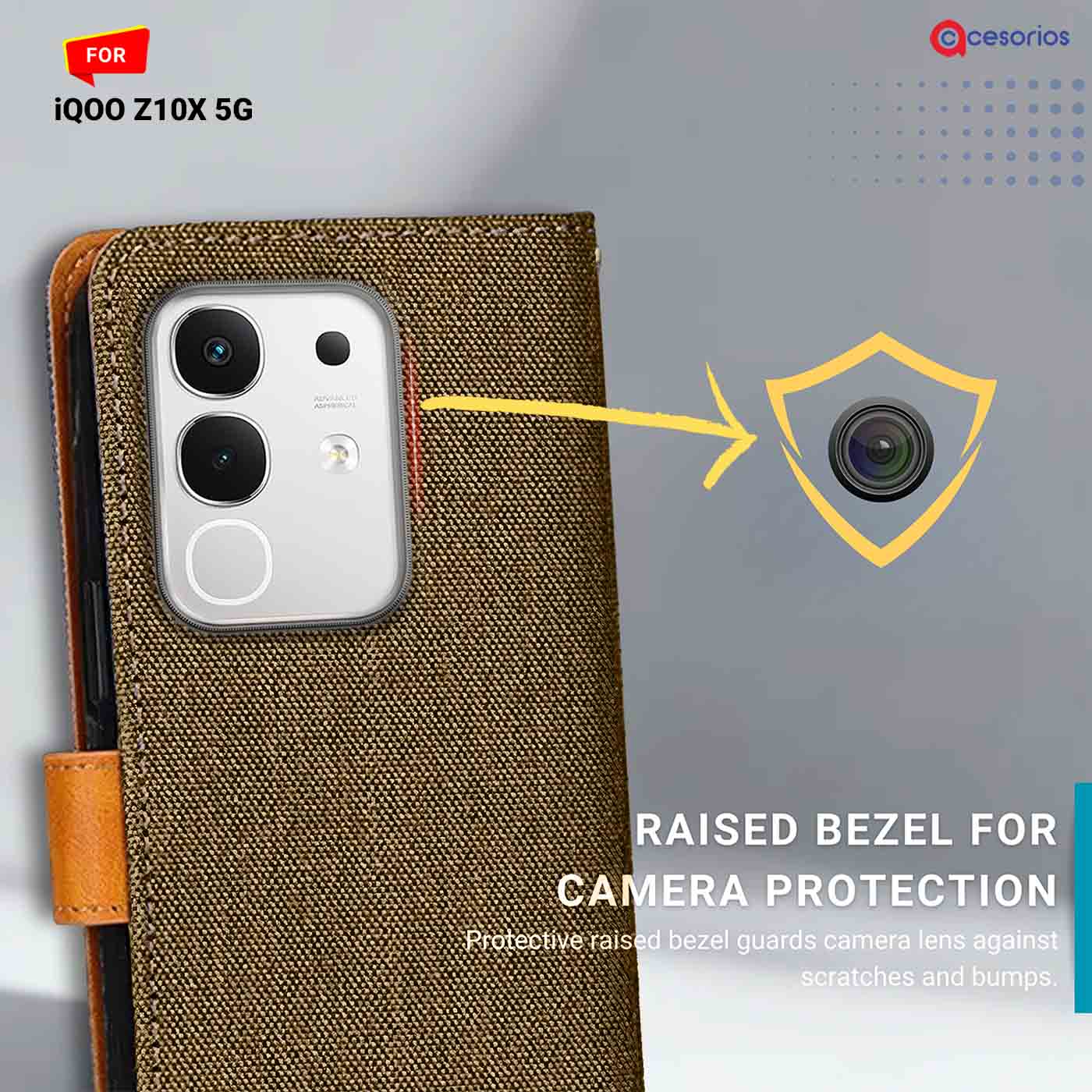 Accesorios Iqoo Z10X 5G denim flip cover – Dark Brown – Image 2 #color_dark b