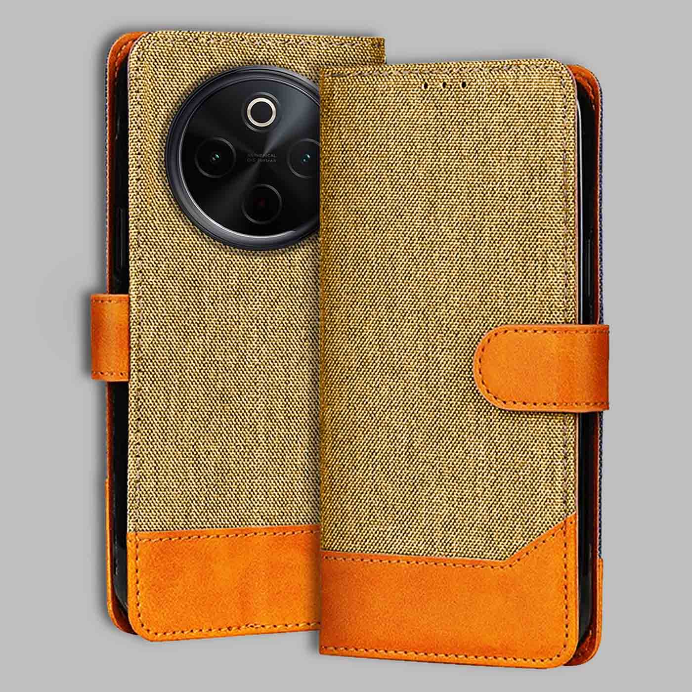 Accesorios Iqoo Z10 5G denim flip cover – Light Brown – Image 1 #color_light b