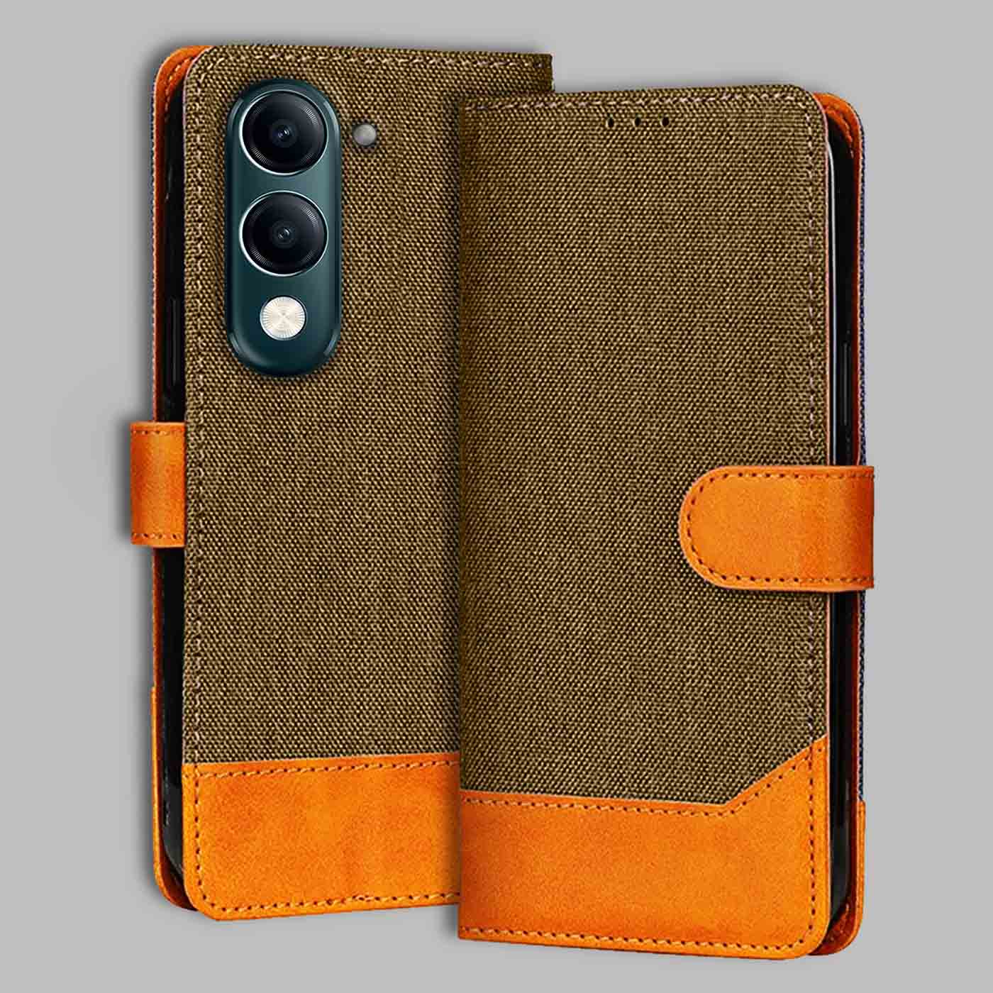 Accesorios Iqoo Z10 Lite 5G denim flip cover – Dark Brown – Image 1 #color_dark b