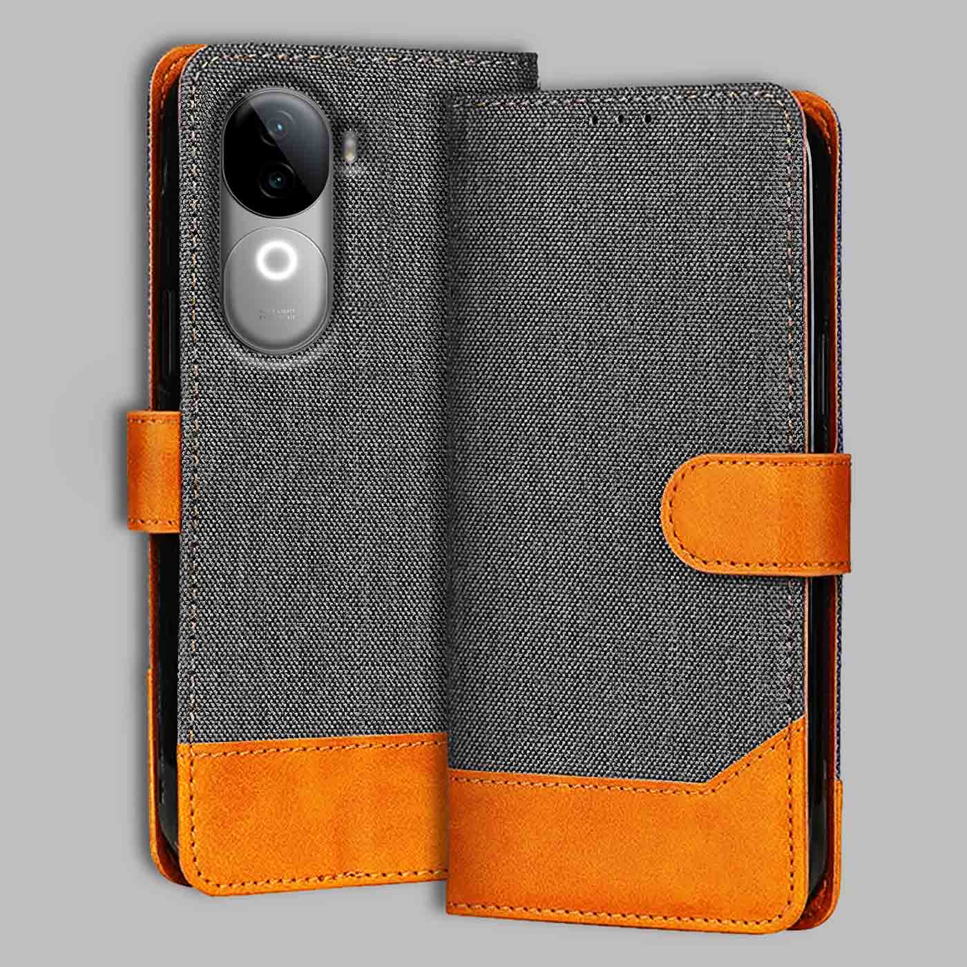 Accesorios Iqoo Z9S denim flip cover – Grey – Image 1 #color_