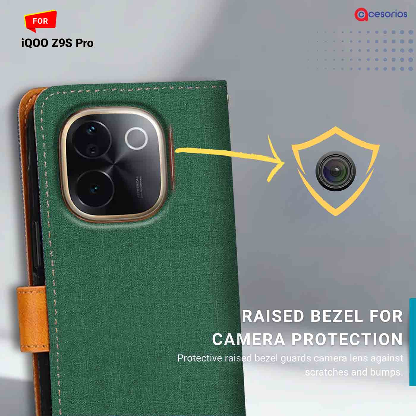 Canvas & Suede back panel — iQOO Z9S Pro in Green mobile case