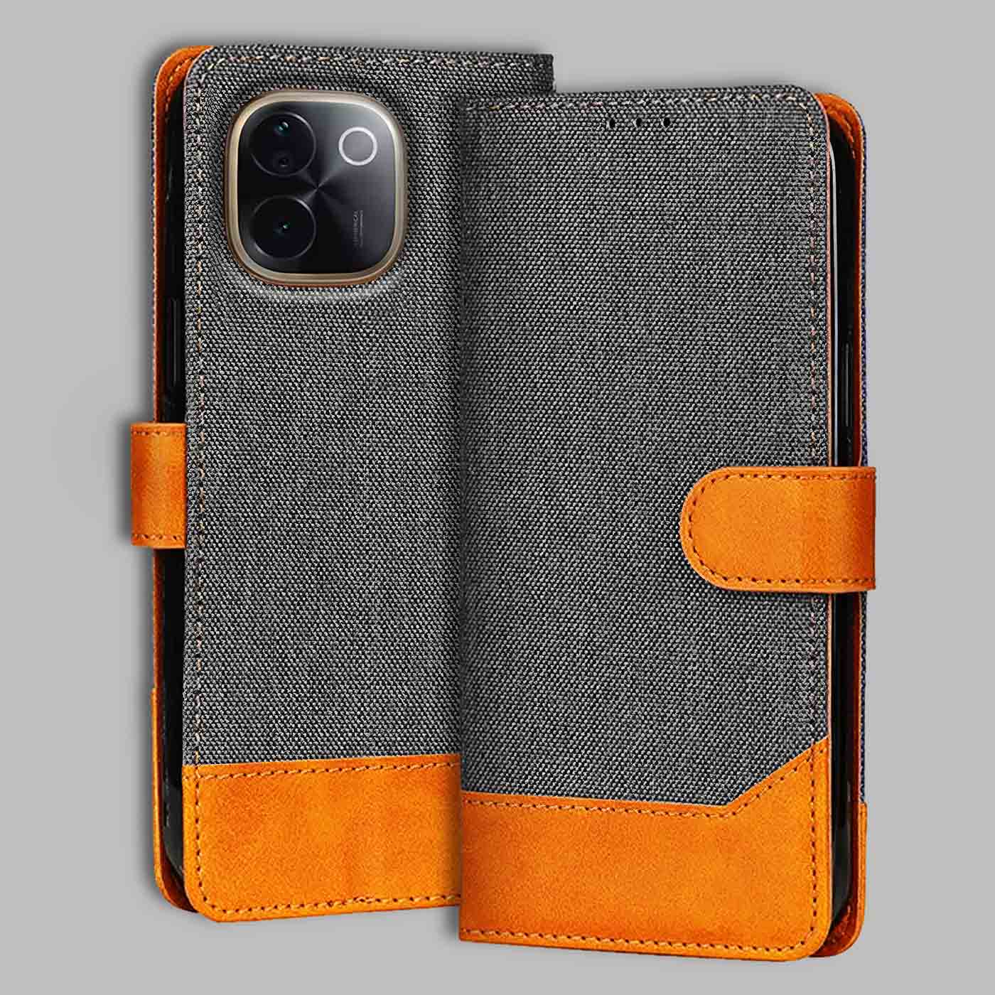 Accesorios Iqoo Z9S Pro denim flip cover – Grey – Image 1 #color_