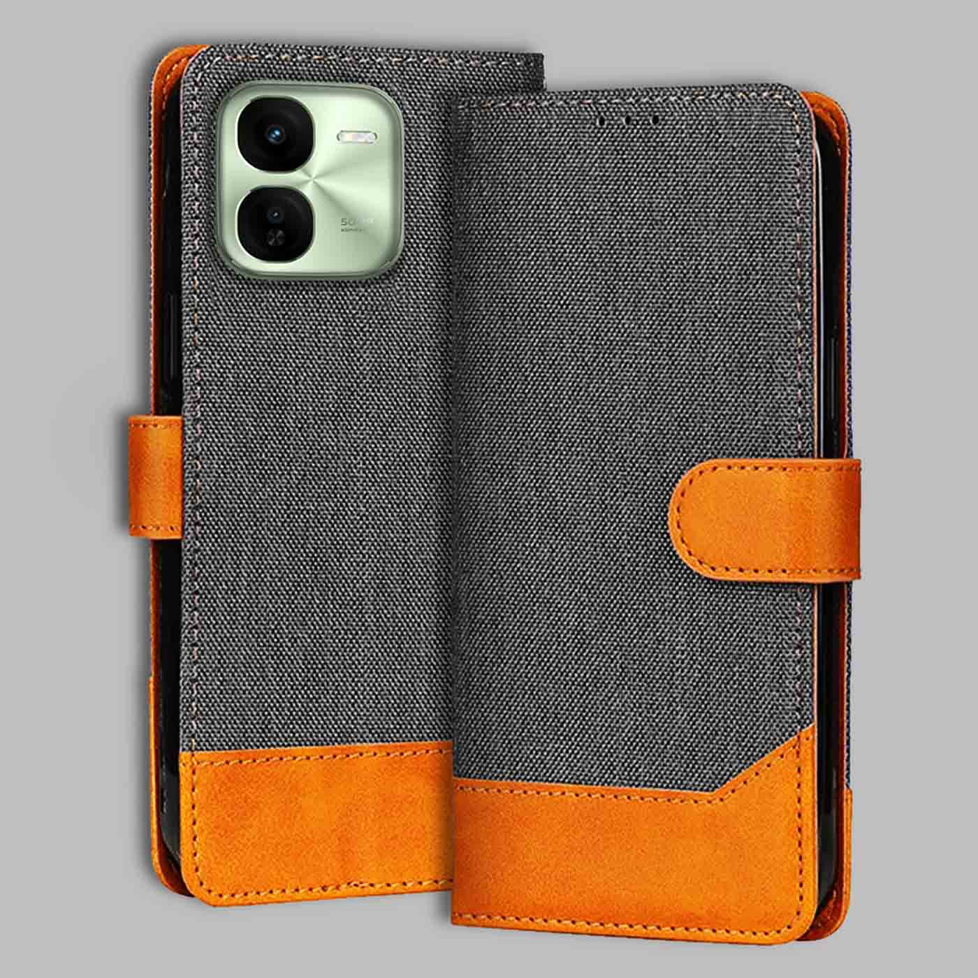 Accesorios Iqoo Z9X denim flip cover – Grey – Image 1 #color_