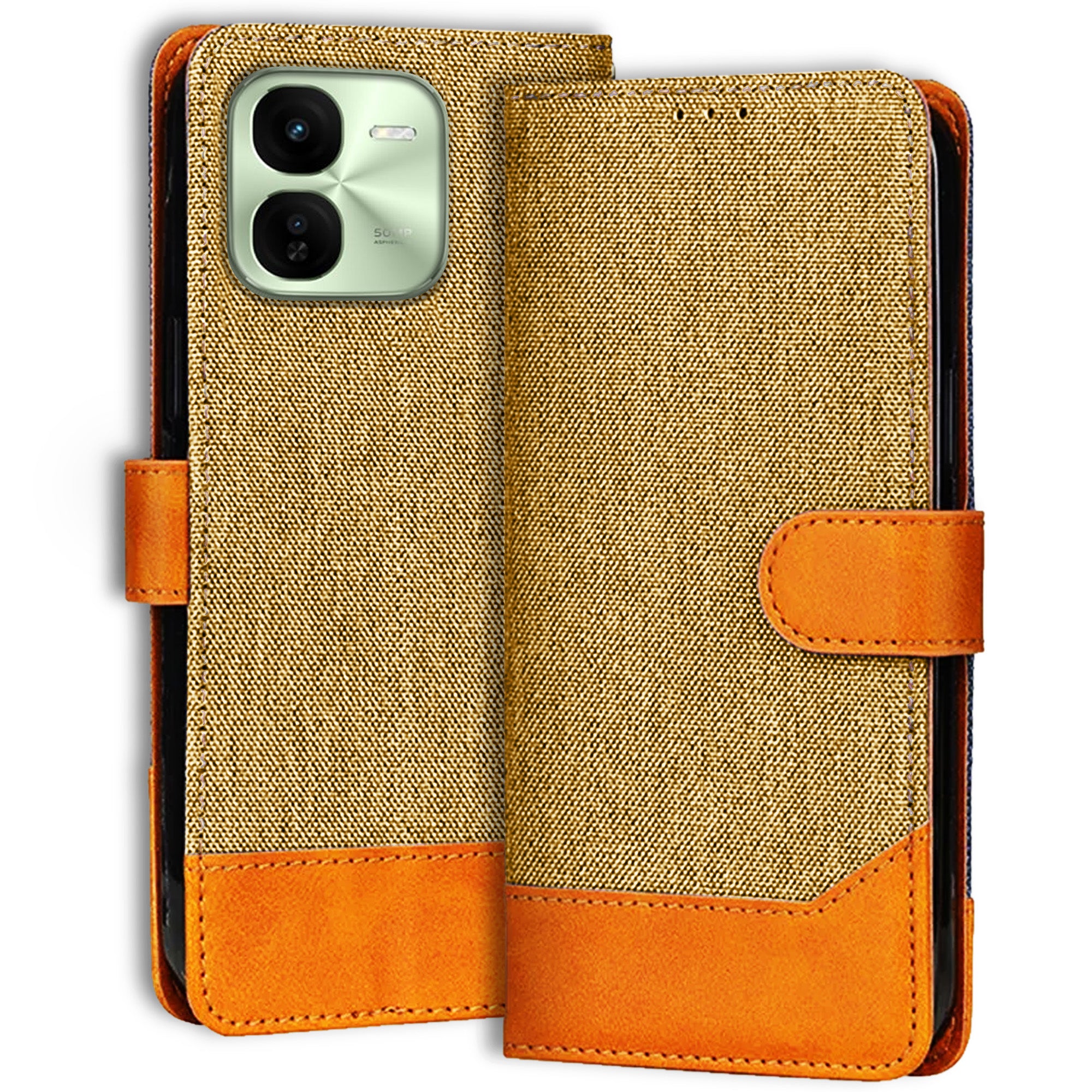 Accesorios Iqoo Z9X denim flip cover – Light Brown – Image 1 #color_light brown