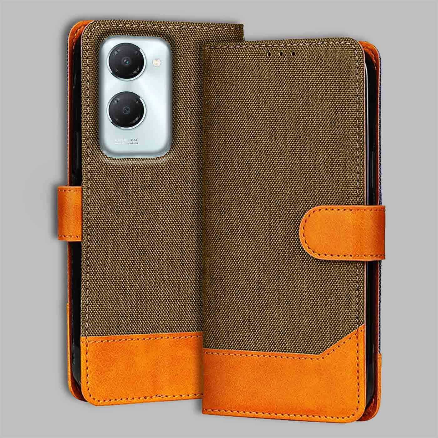 Accesorios Iqoo Z9 Lite 5G denim flip cover – Dark Brown – Image 1 #color_dark b