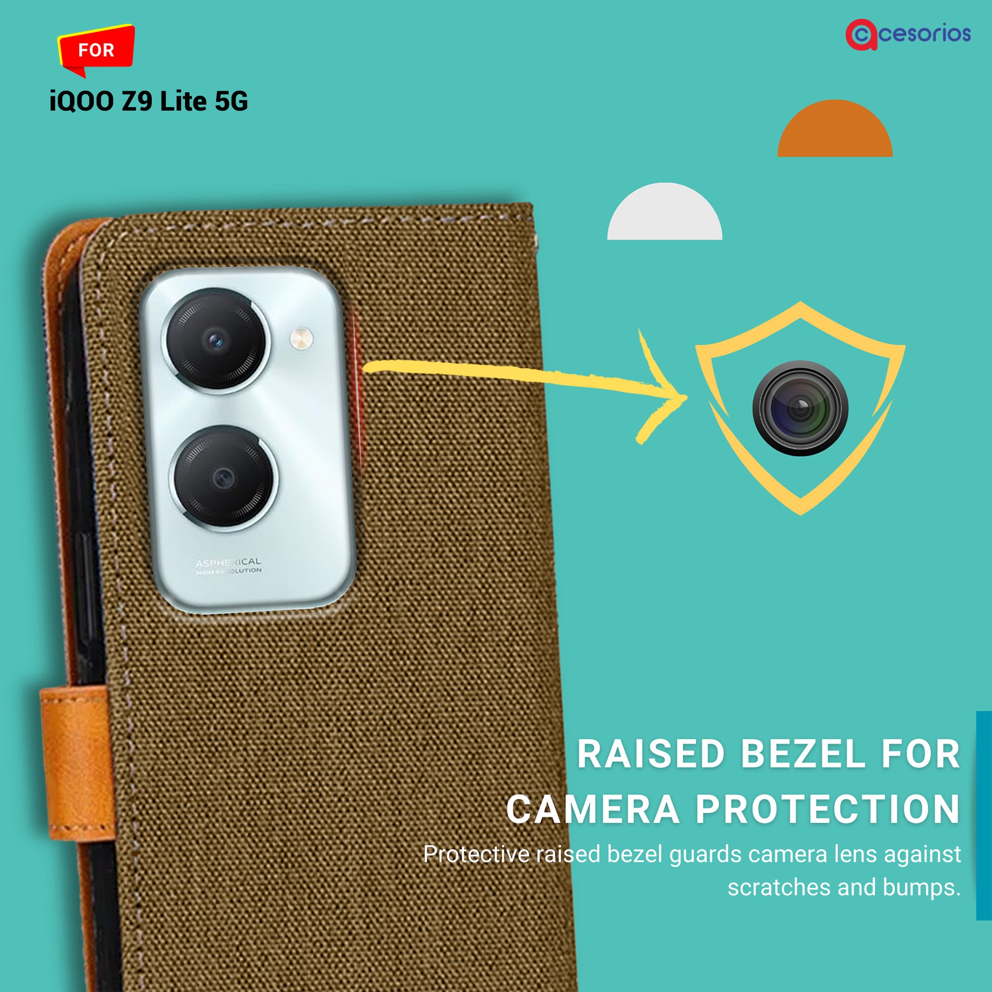 Accesorios Iqoo Z9 Lite 5G denim flip cover – Dark Brown – Image 2 #color_dark brown