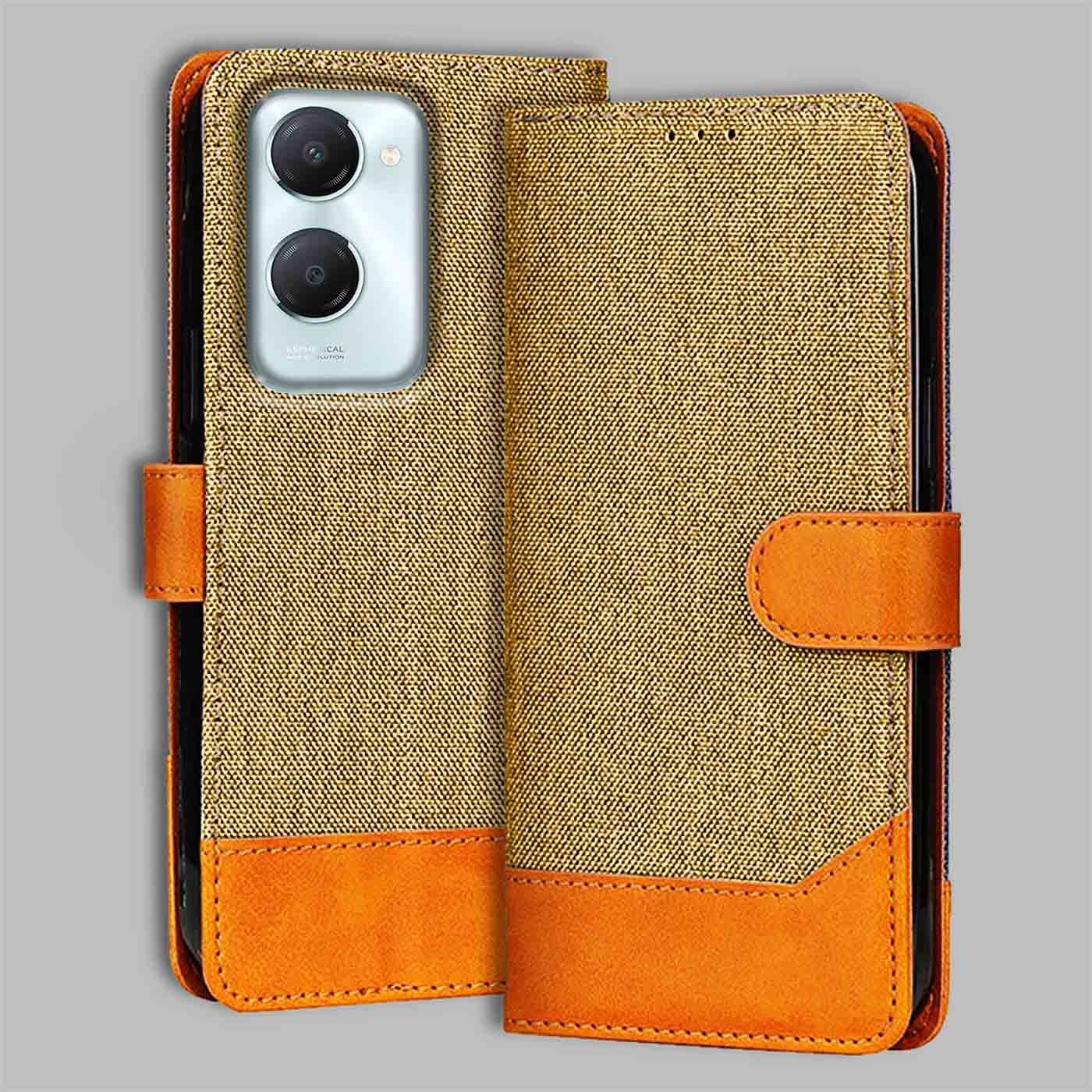 Accesorios Iqoo Z9 Lite 5G denim flip cover – Light Brown – Image 1 #color_light b