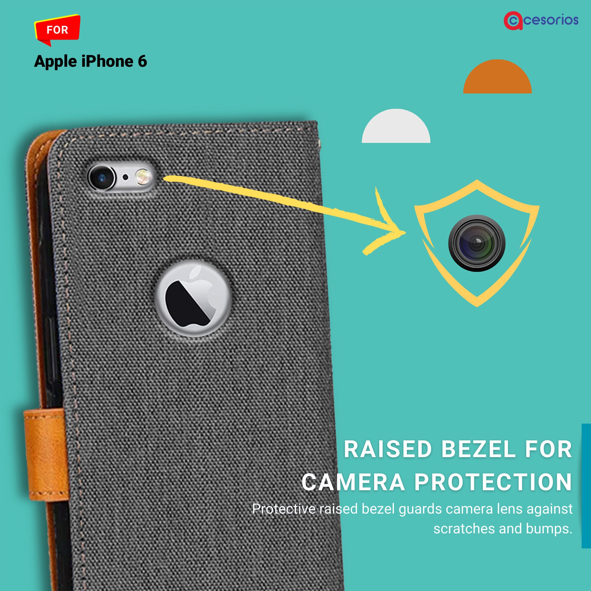 Accesorios Apple iPhone 6 denim flip cover – Grey – Image 2 #color_grey