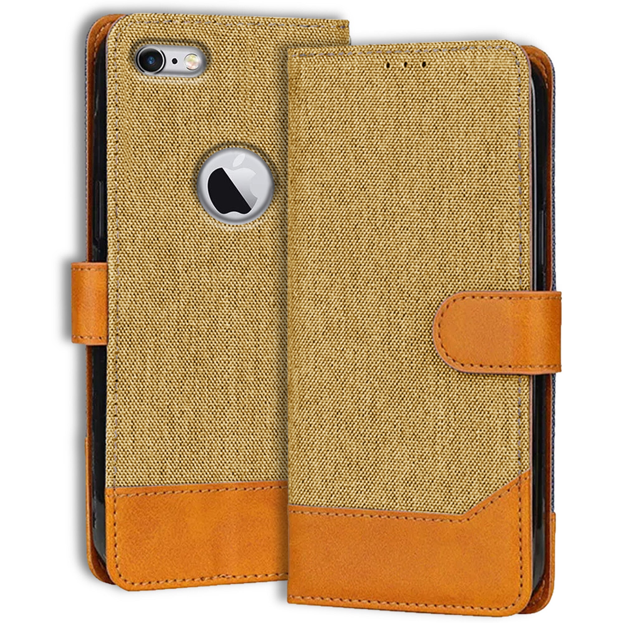 Accesorios Apple iPhone 6 denim flip cover – Light Brown – Image 1 #color_light brown