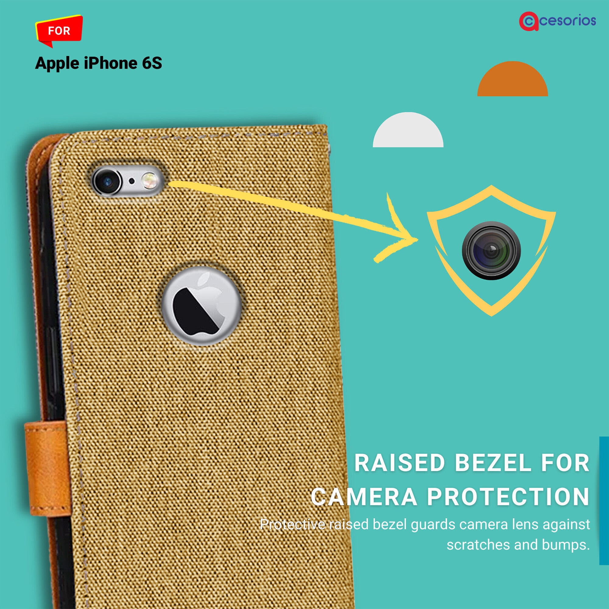 Accesorios Apple iPhone 6S denim flip cover – Light Brown – Image 2 #color_light brown
