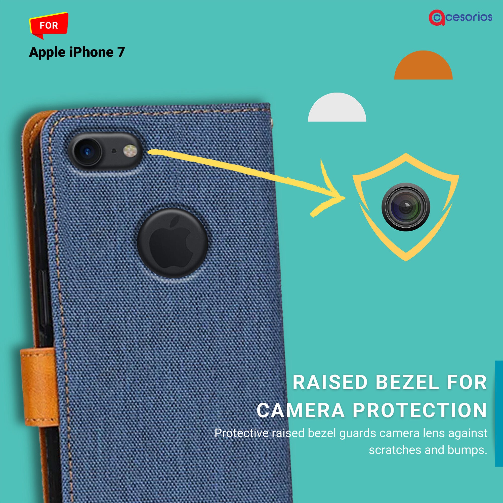 Accesorios Apple iPhone 7 denim flip cover – Blue – Image 2 #color_blue