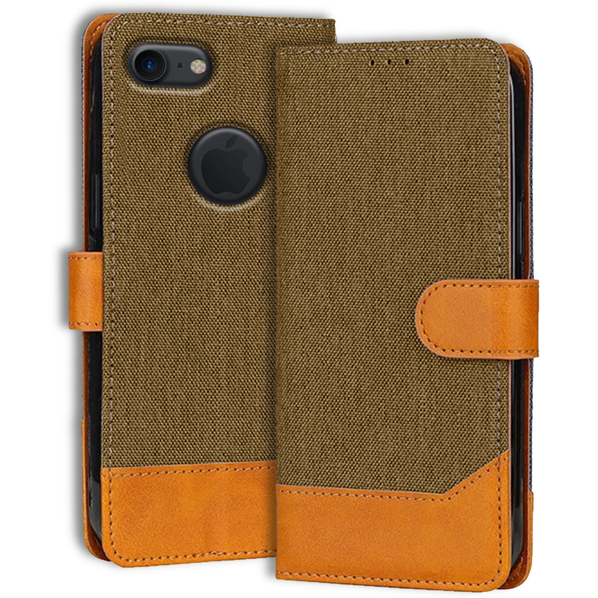 Accesorios Apple iPhone 7 denim flip cover – Dark Brown – Image 1 #color_dark brown