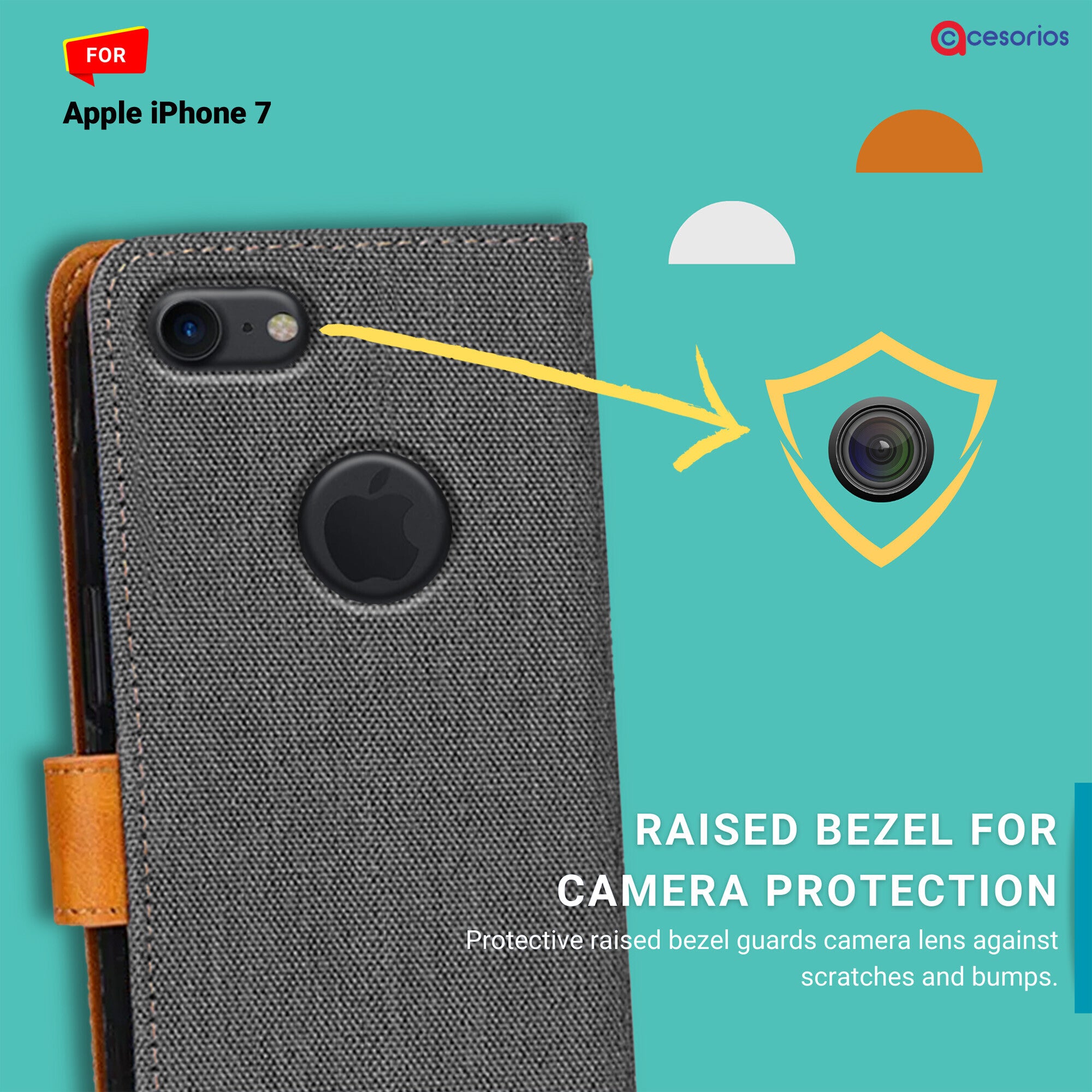 Accesorios Apple iPhone 7 denim flip cover – Grey – Image 2 #color_grey