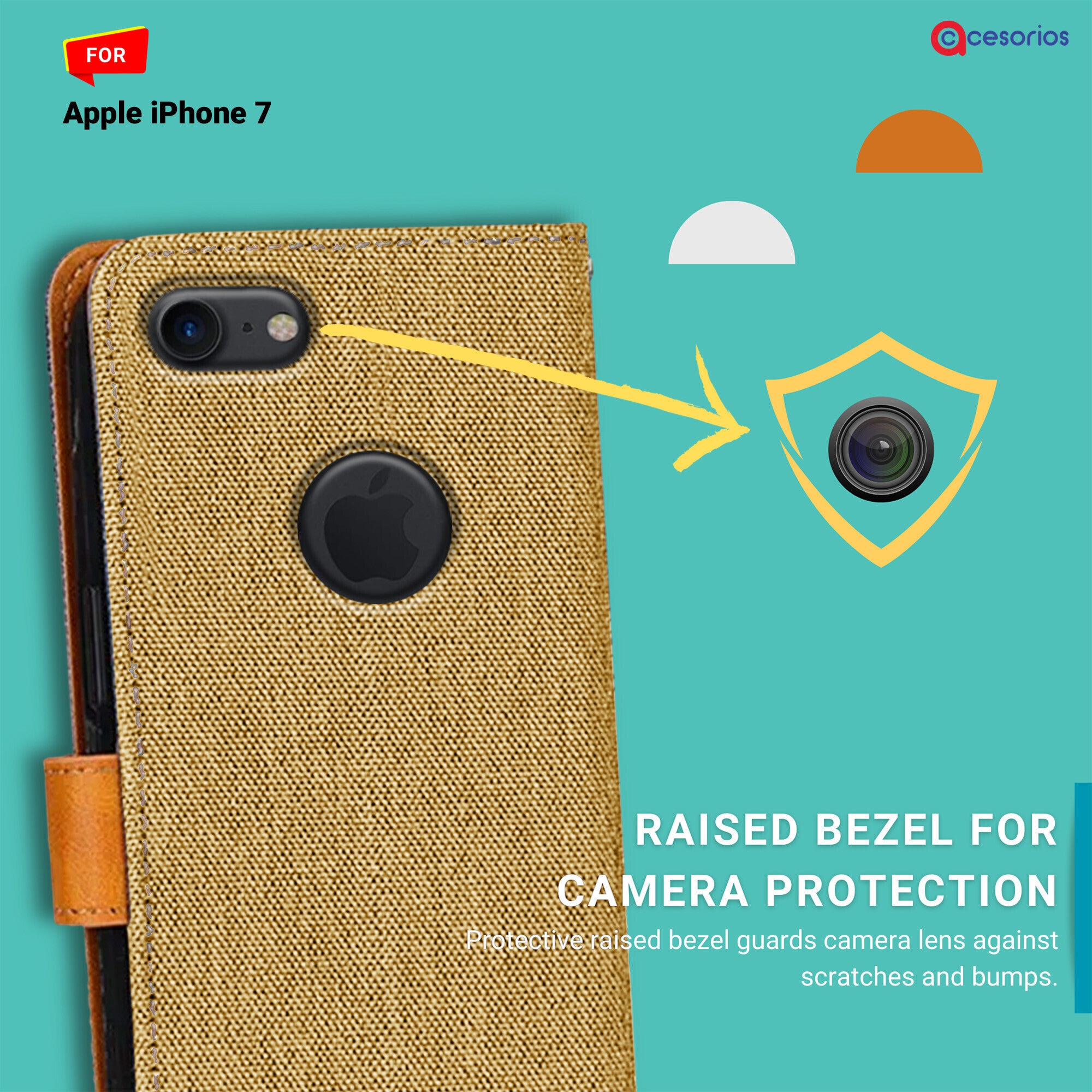 Accesorios Apple iPhone 7 denim flip cover – Light Brown – Image 2 #color_light brown