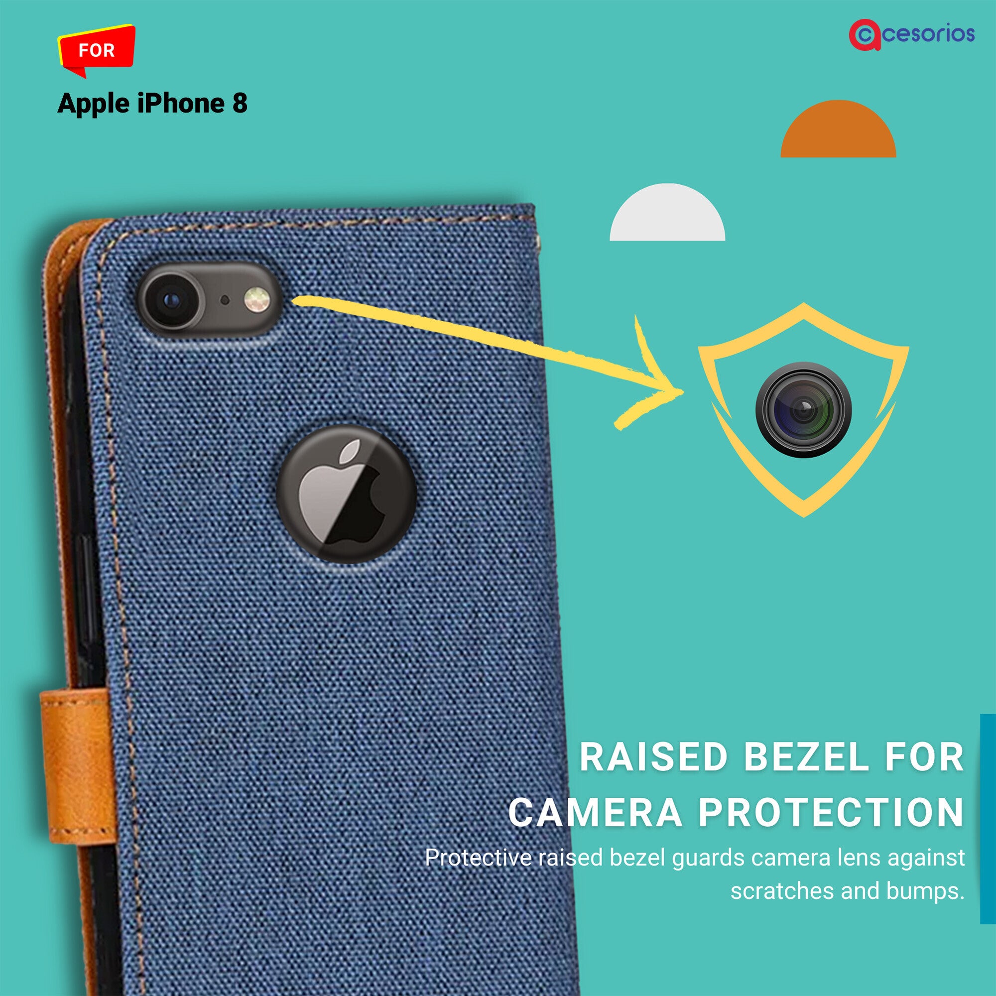 Accesorios Apple iPhone 8 denim flip cover – Blue – Image 2 #color_blue