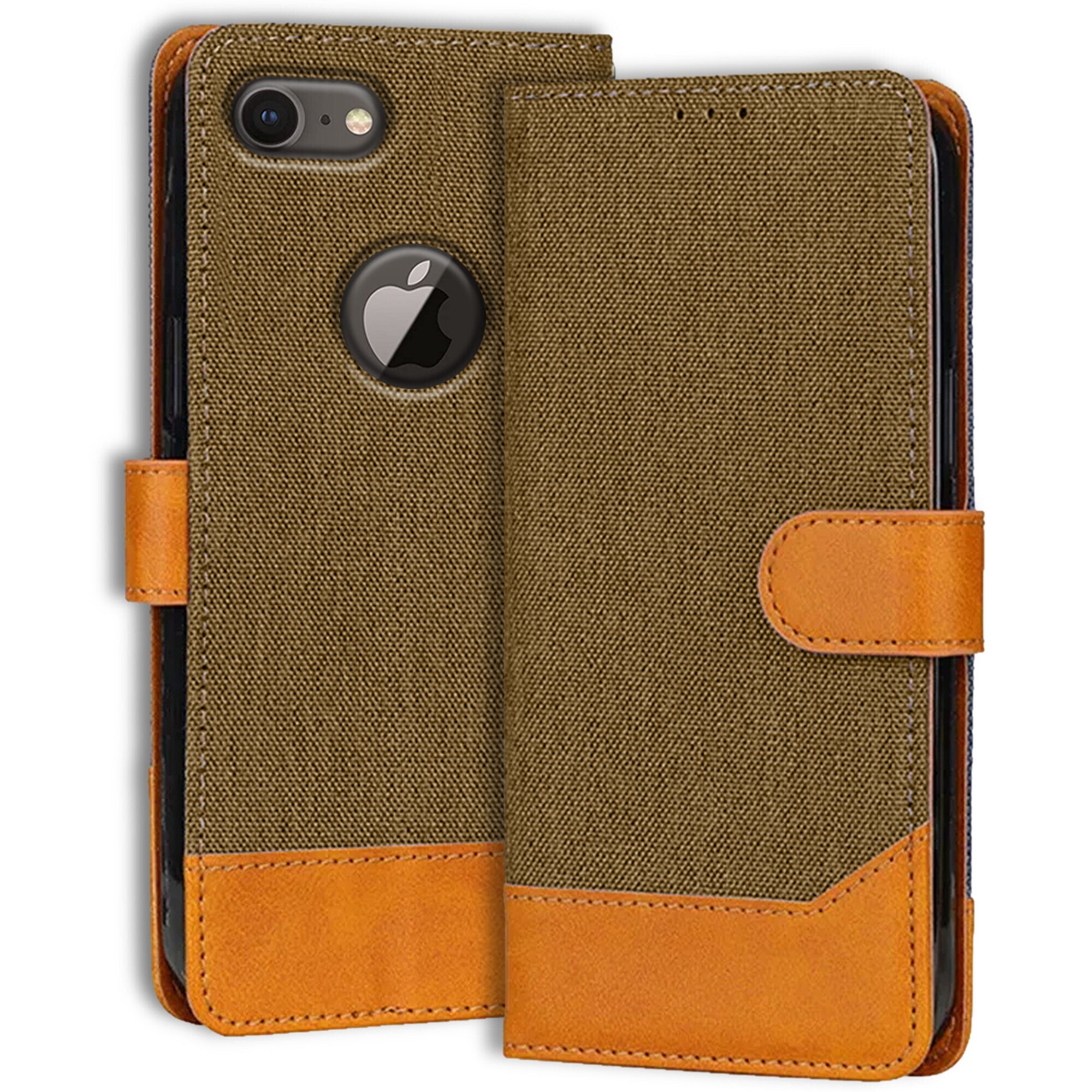 Accesorios Apple iPhone 8 denim flip cover – Dark Brown – Image 1 #color_dark brown