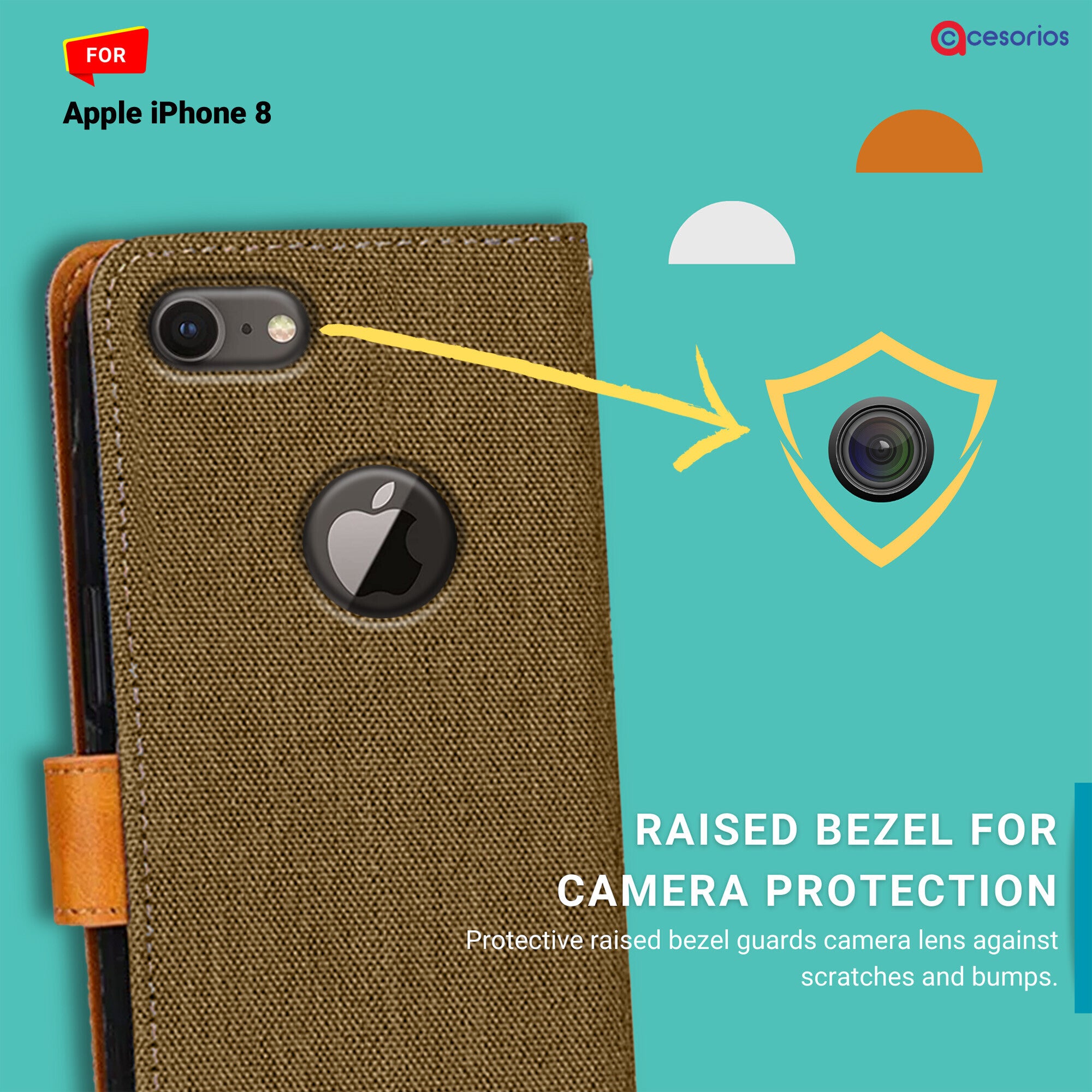Accesorios Apple iPhone 8 denim flip cover – Dark Brown – Image 2 #color_dark brown