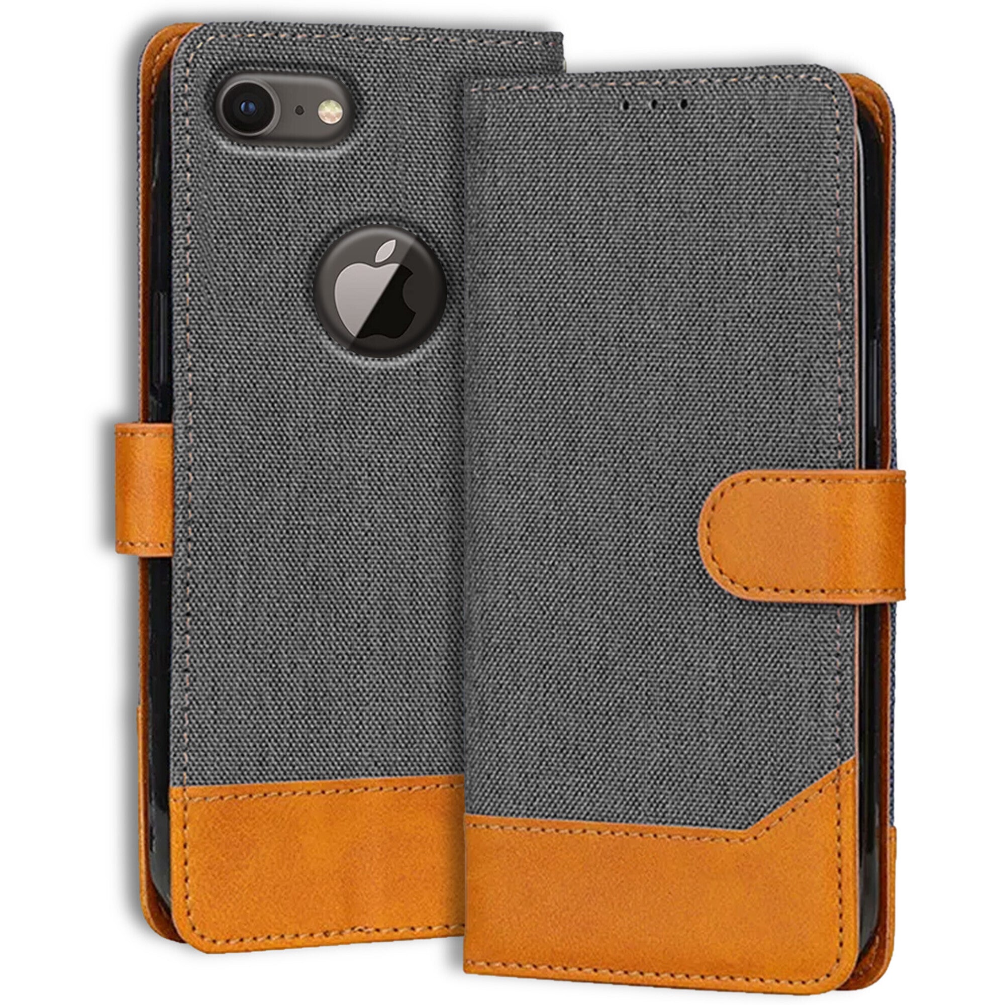 Accesorios Apple iPhone 8 denim flip cover – Grey – Image 1 #color_grey