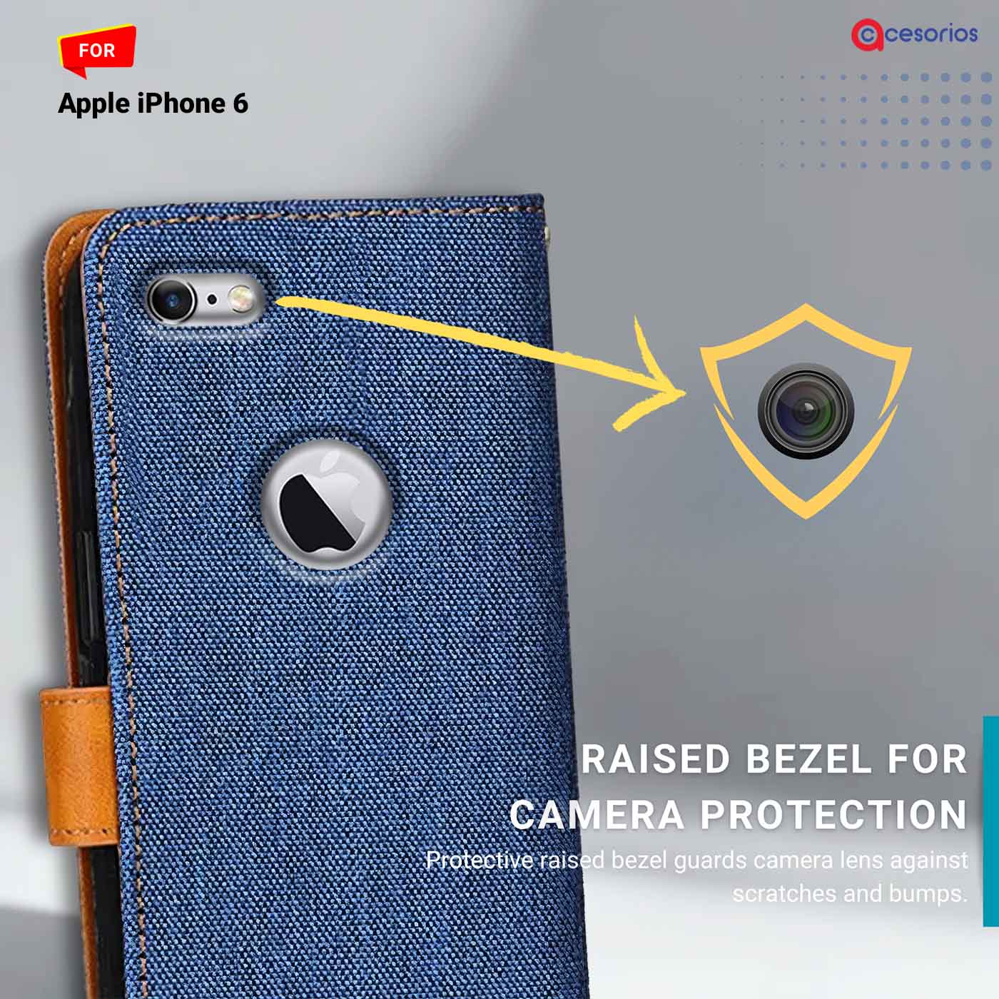 Denim & Leather back panel — iPhone 6 in Blue mobile case